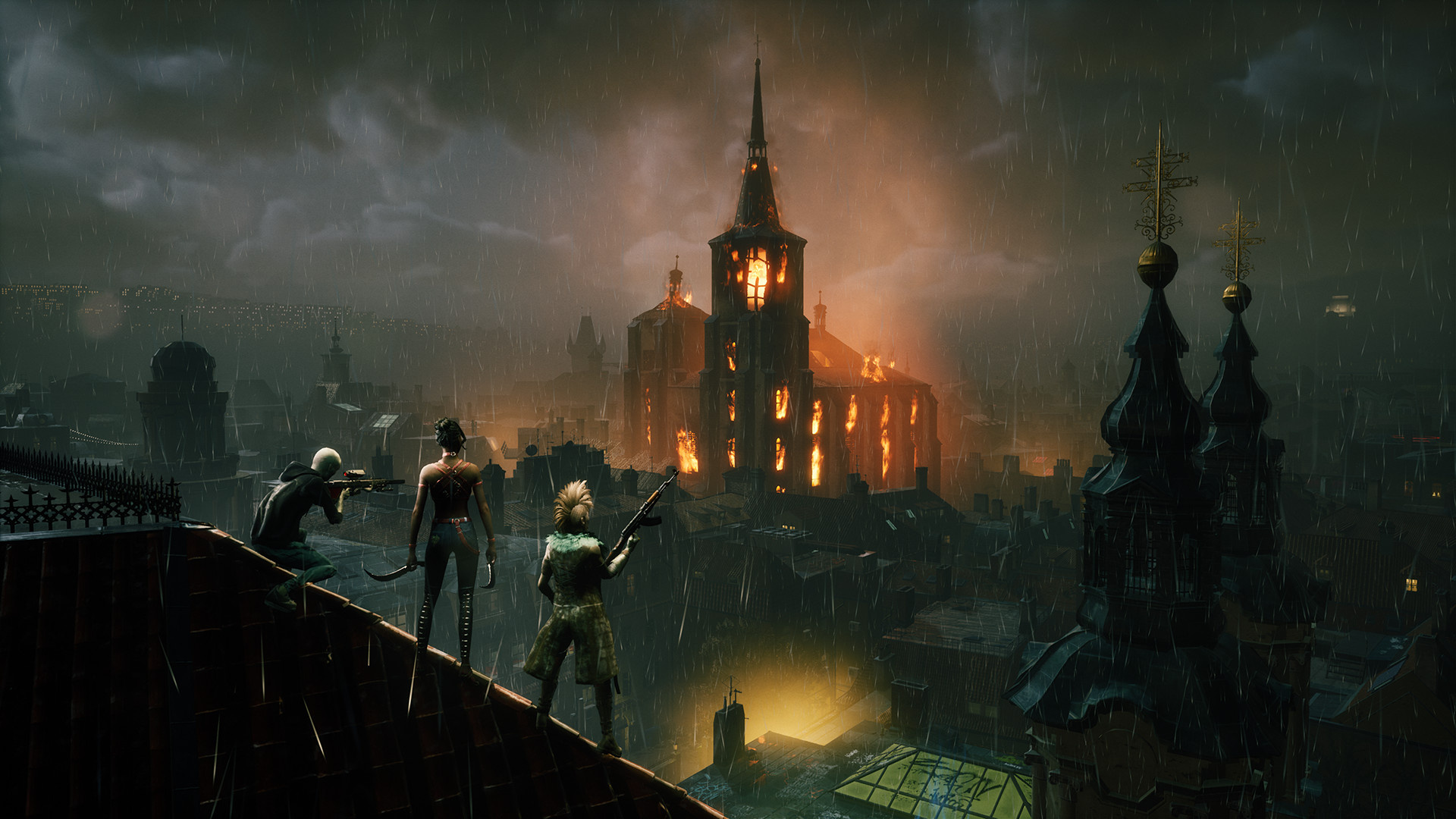 Vampire: The Masquerade - Bloodhunt: A battle royale game set in the streets and on the rooftops in Prague. 1920x1080 Full HD Background.