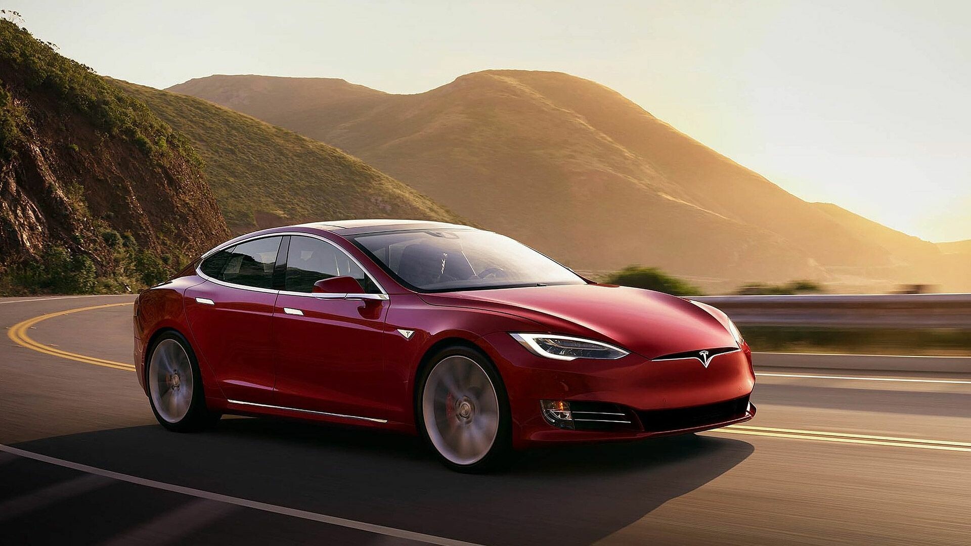 Tesla Model S: Electric vehicle, A dual-motor system with all-wheel drive. 1920x1080 Full HD Wallpaper.