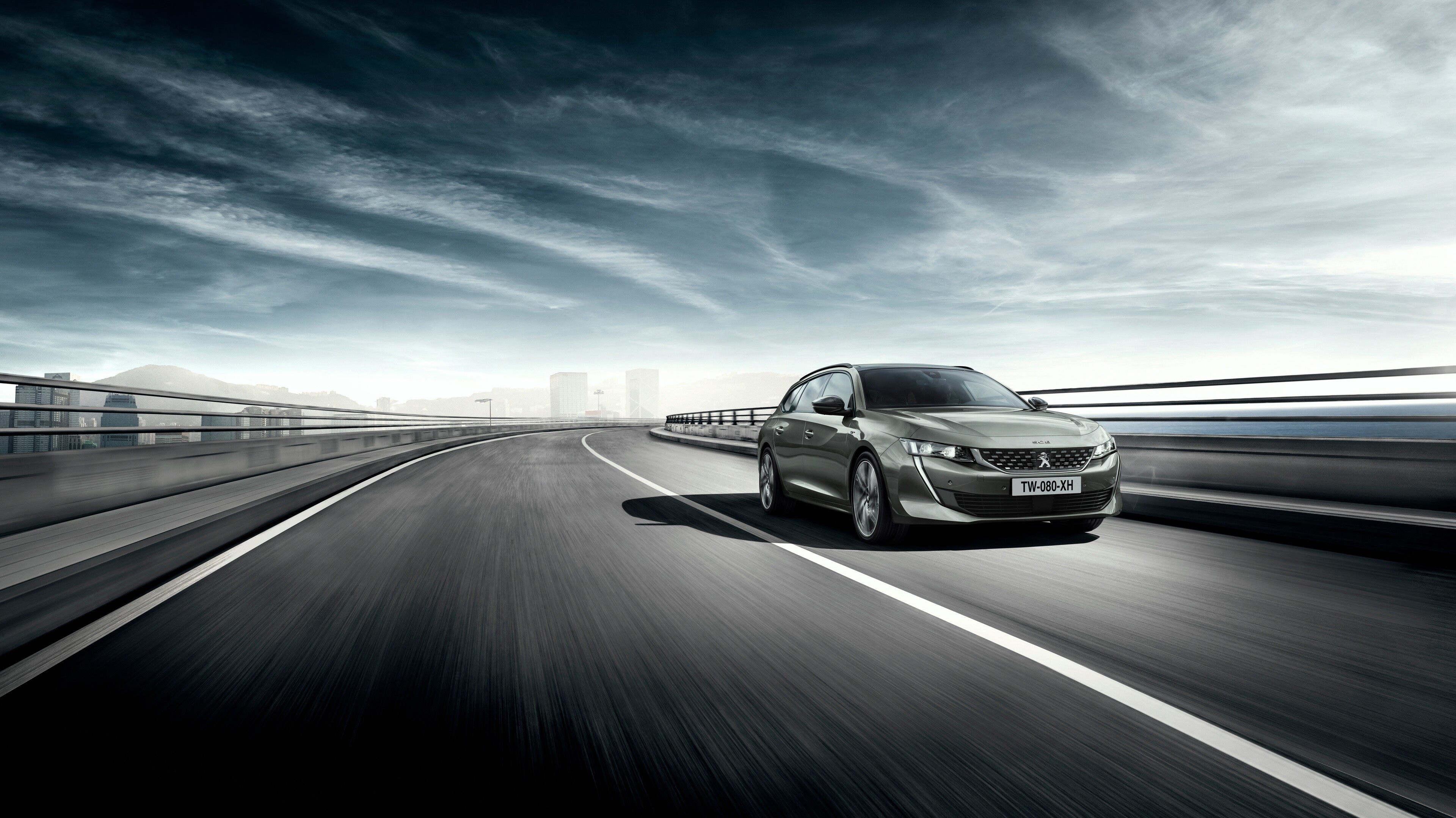 Peugeot: Model 508 SW GT 2018, Movement, Combi, French car. 3840x2160 4K Background.