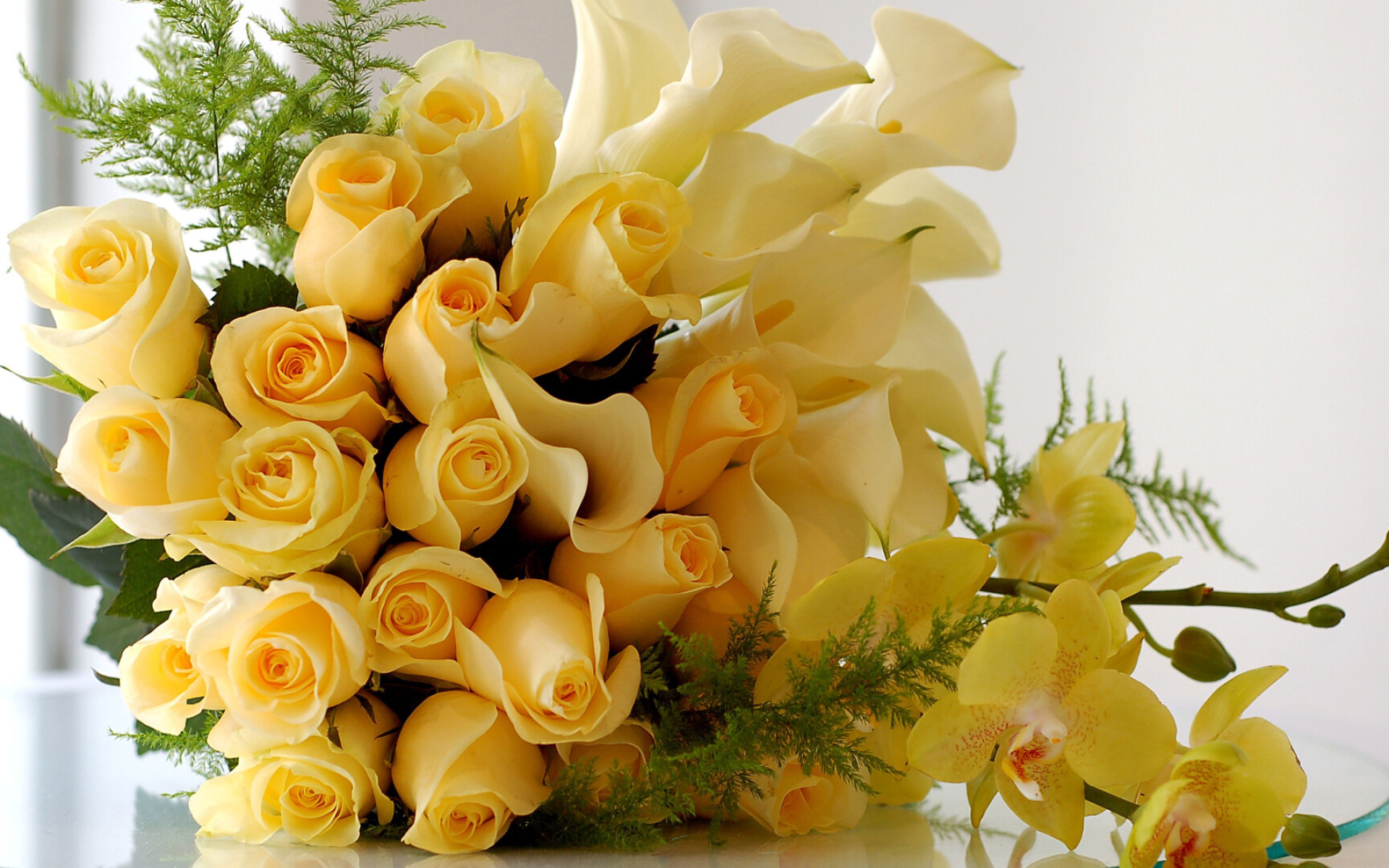 Flower Bouquet: An attractively arranged bunch of flowers often given as a gift or carried by a bride or bridesmaids. 1920x1200 HD Background.