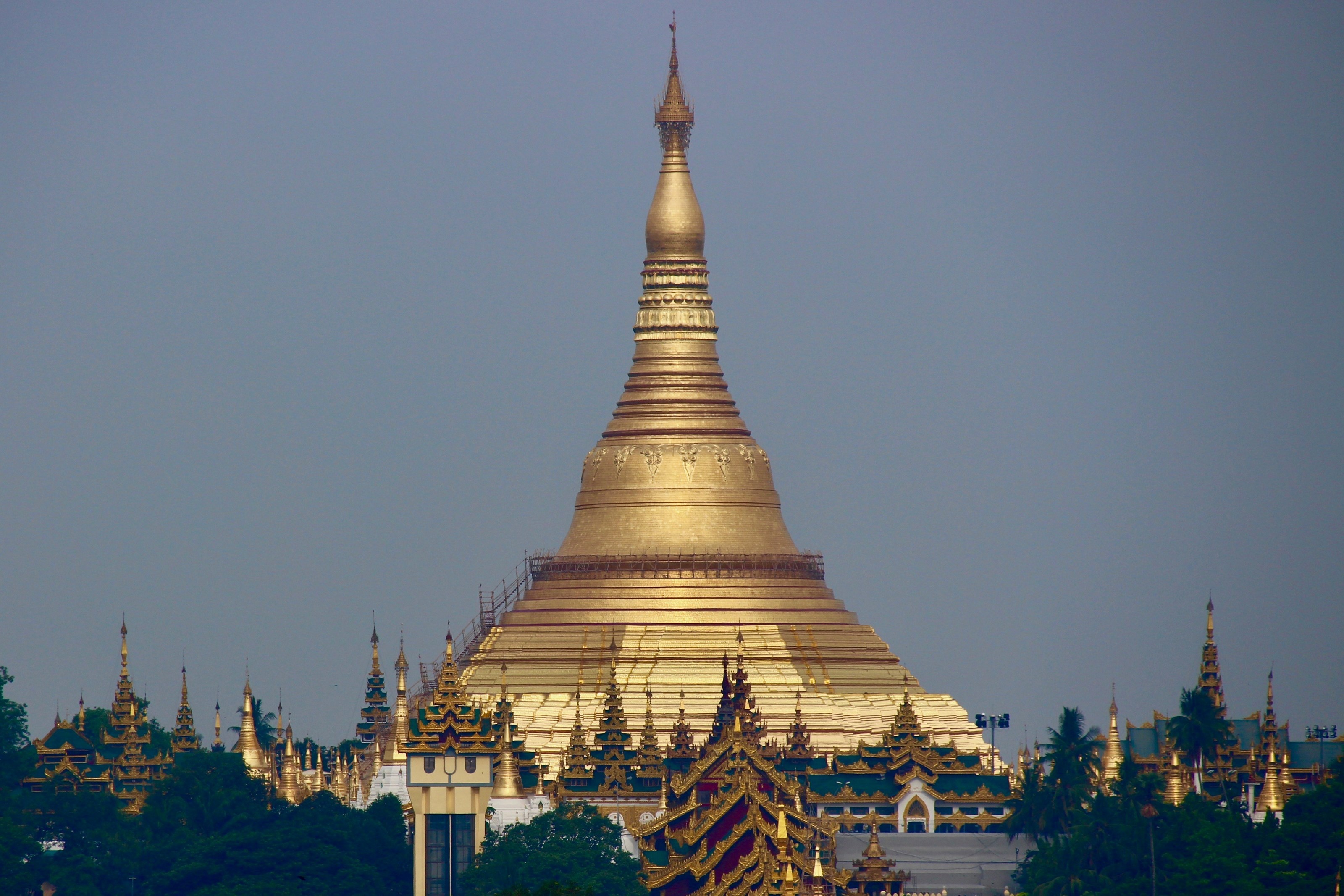 Myanmar: Shwedagon Pagoda, A gilded stupa located in Yangon. 3200x2140 HD Background.