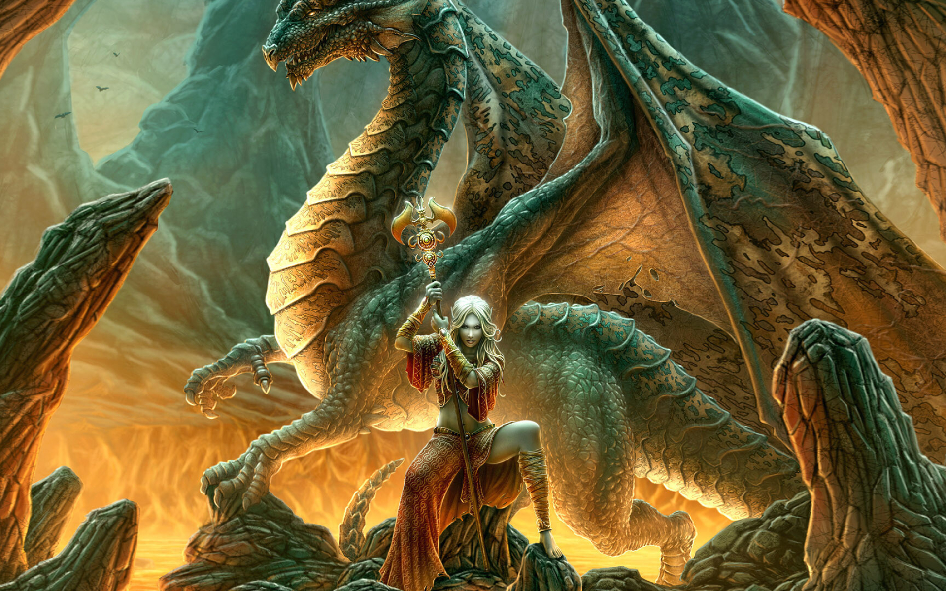 Dragon: A symbol of evil, in both the chivalric and Christian traditions, Fantasy. 1920x1200 HD Background.