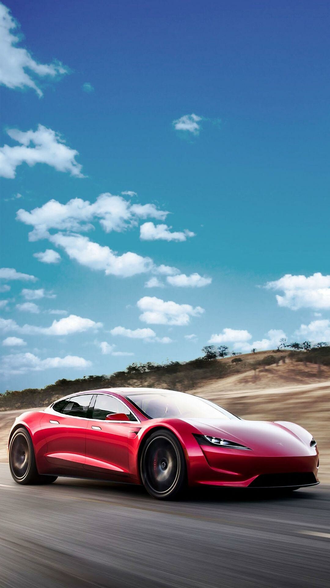 Tesla Model S: All-electric sedan, Setting world records as the first production vehicle that can go 0 to 60 miles per hour in under 2 seconds. 1080x1920 Full HD Background.