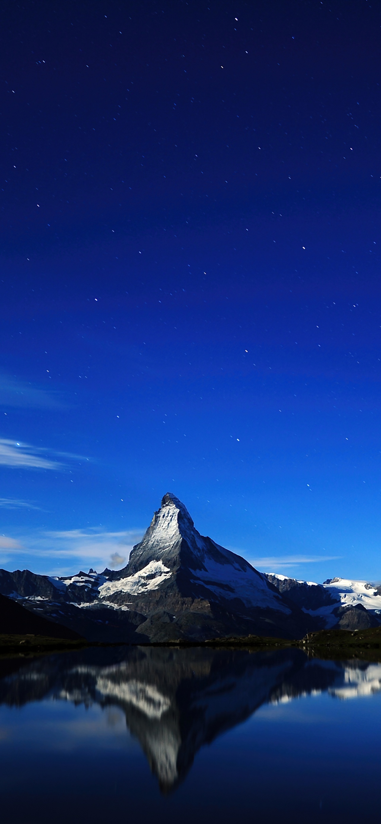 4K Matterhorn wallpaper, Night silhouette, Alpine darkness, Nature's majesty, 1290x2780 HD Handy