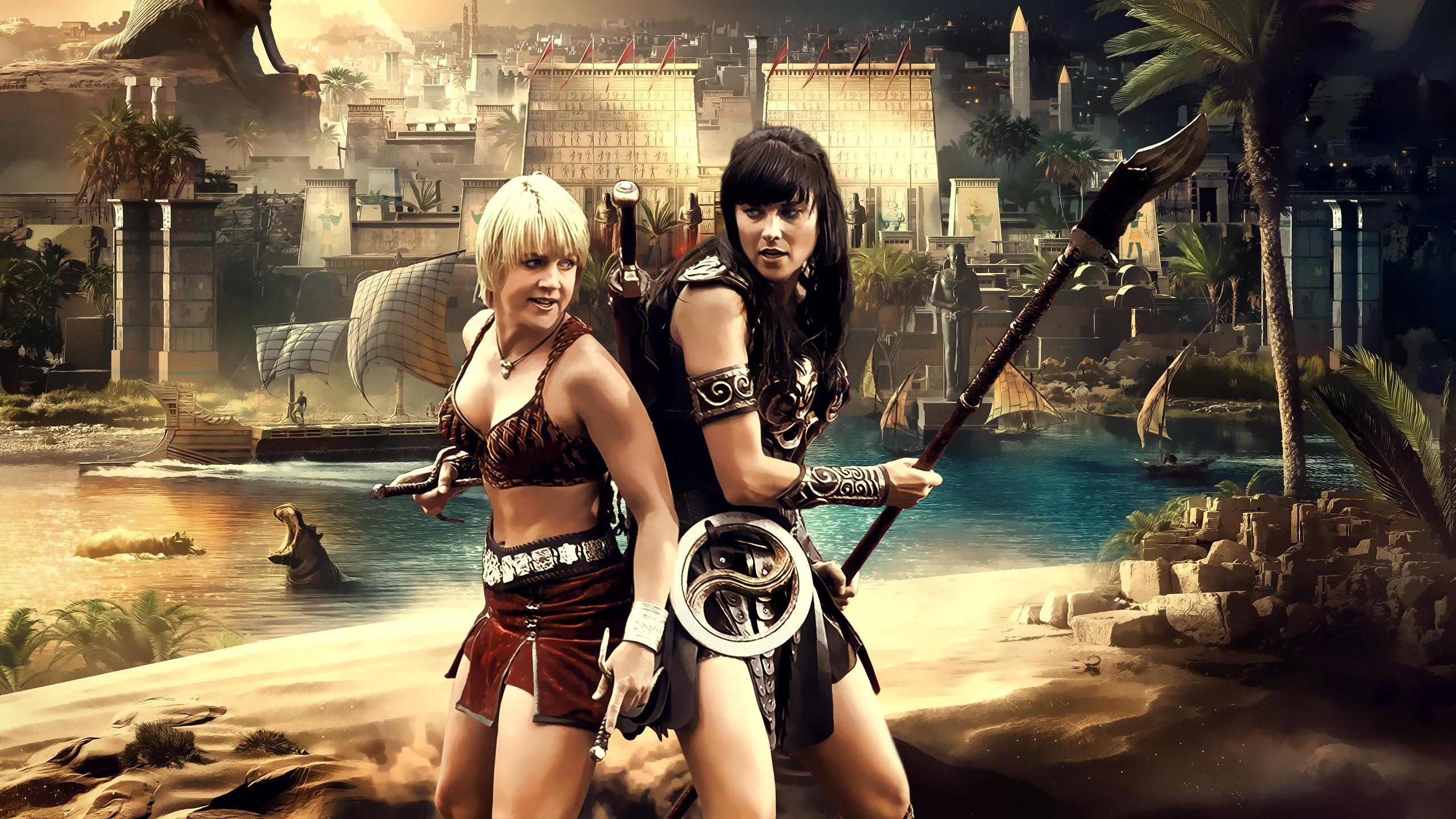 Xena: Warrior Princess (TV Series): Gabrielle, Renee O'Connor, Lucy Lawless, A moral guide, companion, and soulmate. 2560x1440 HD Wallpaper.