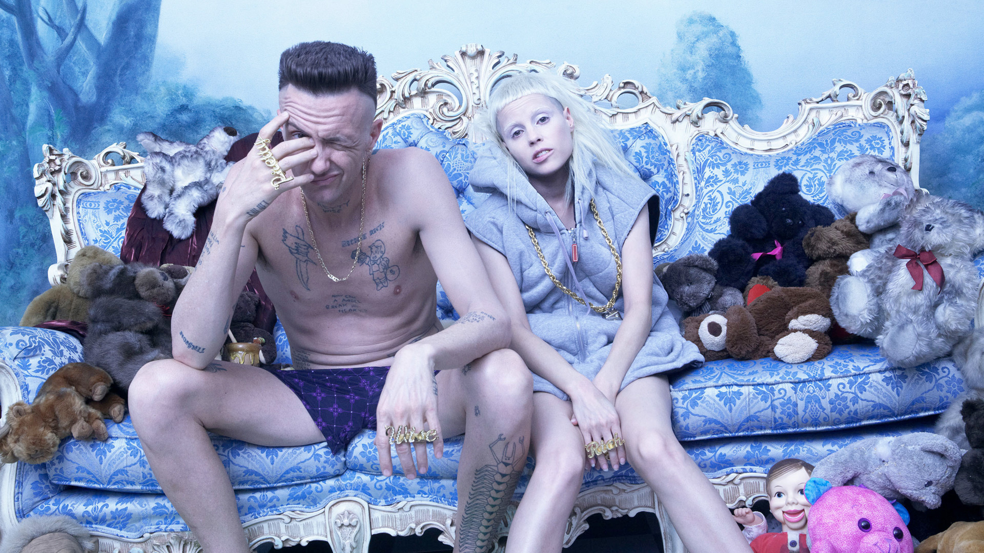 Die Antwoord: A South African rap-rave group composed of rappers Ninja and Yolandi Visser and producer God. 1920x1080 Full HD Background.