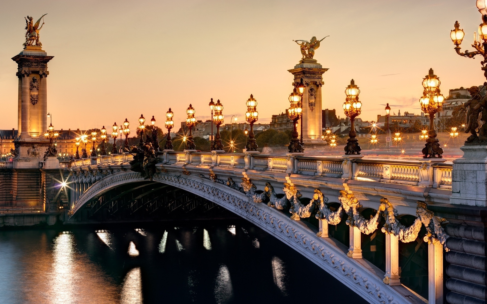 Paris: Pont Alexandre III, The most ornate, extravagant bridge in the city. 1920x1200 HD Background.