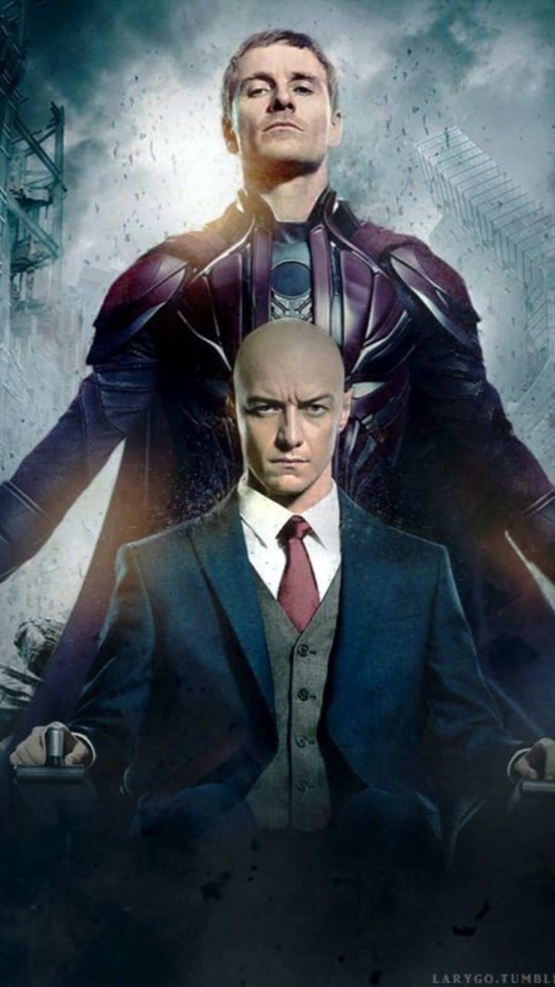 James McAvoy, Michael Fassbender collaboration, Magneto and Professor X, 1080x1920 Full HD Phone
