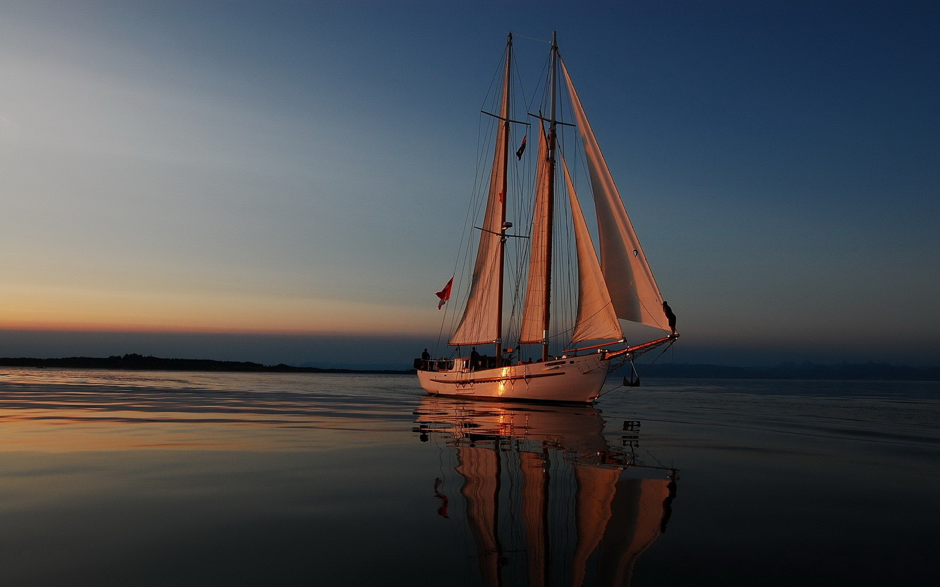 Schooner: Sailboat with a foremast and a mainmast stepped nearly amidships. 1920x1200 HD Wallpaper.