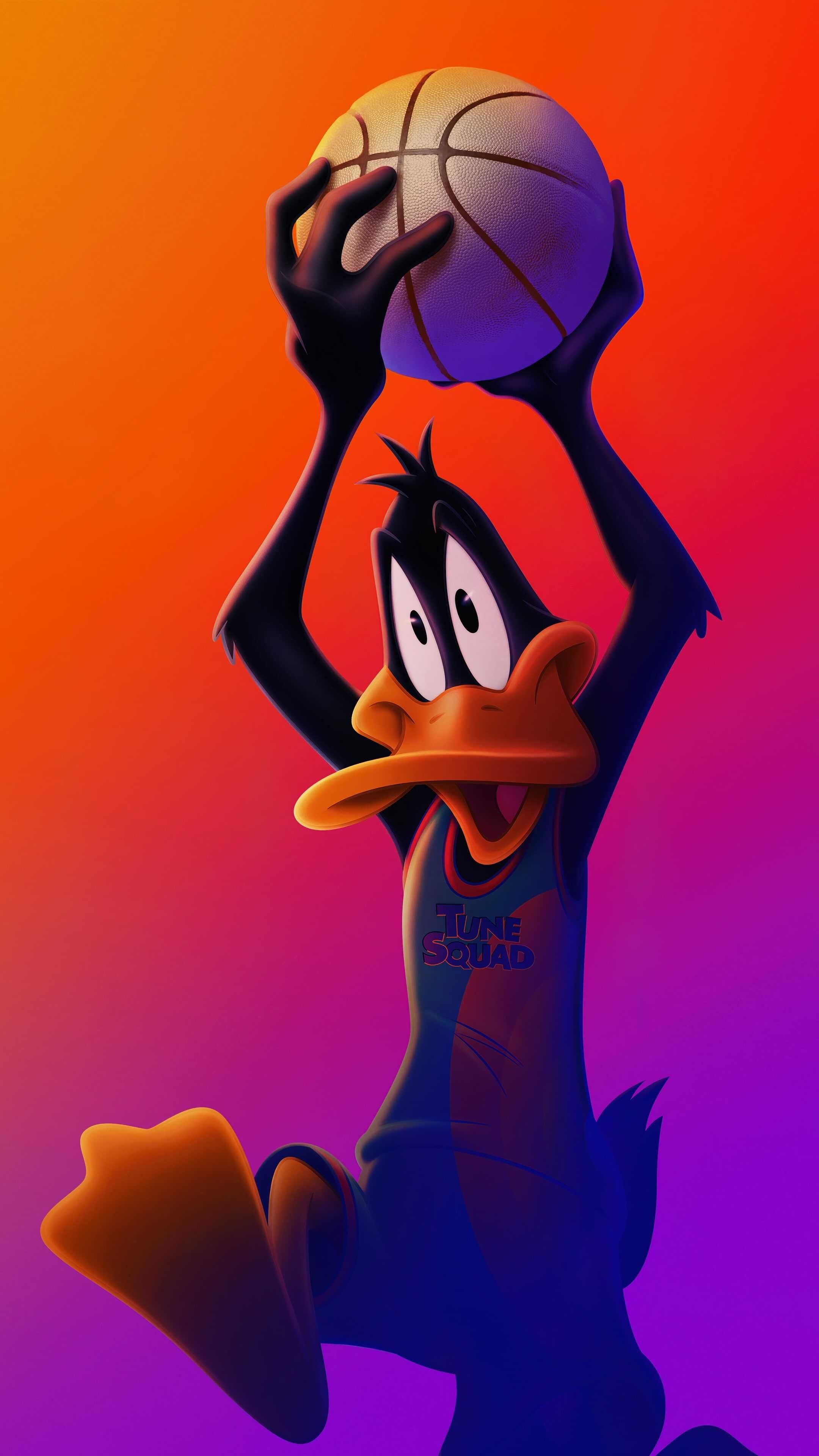 Daffy Duck, Space Jam, Basketball film, Looney Tunes, 2160x3840 4K Phone
