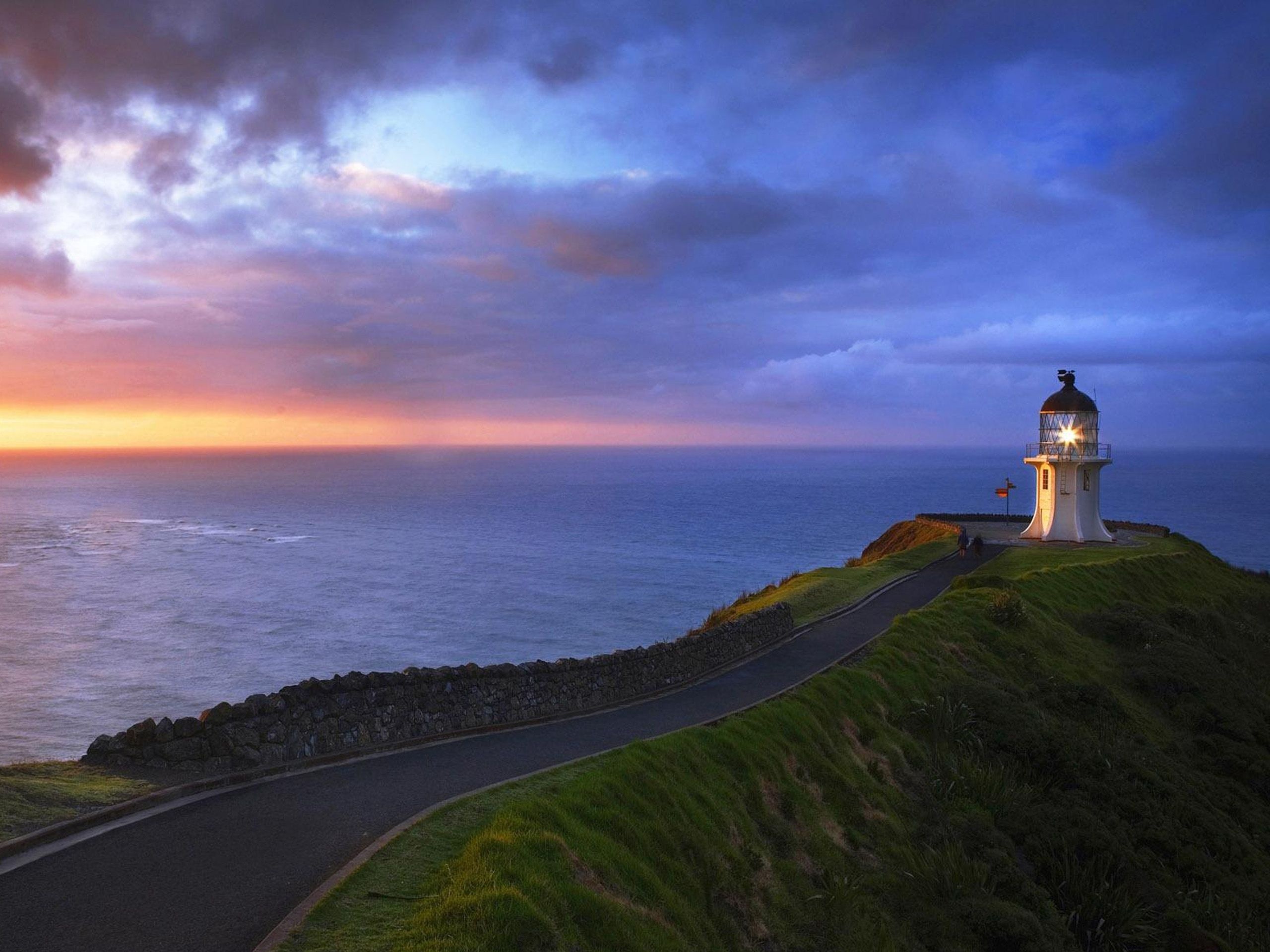 Cape Reinga, Coastal New Zealand, Lighthouse pictures, Serene sunset, 2560x1920 HD Desktop