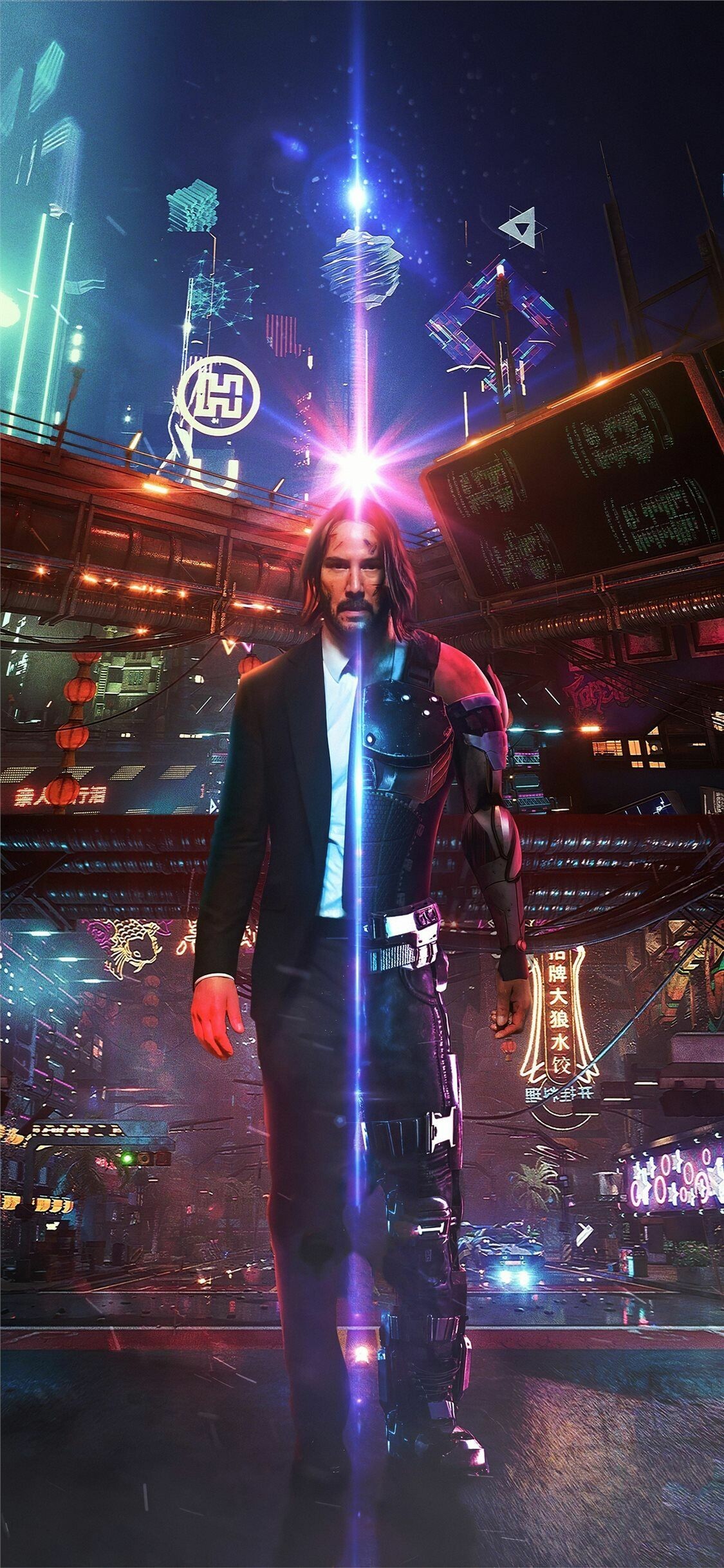 Cyberpunk 2077: Johnny Silverhand appears at the start of Act 2, he makes comments on the player's actions through voiceover, and will occasionally appear in the game as a hologram. 1130x2440 HD Wallpaper.