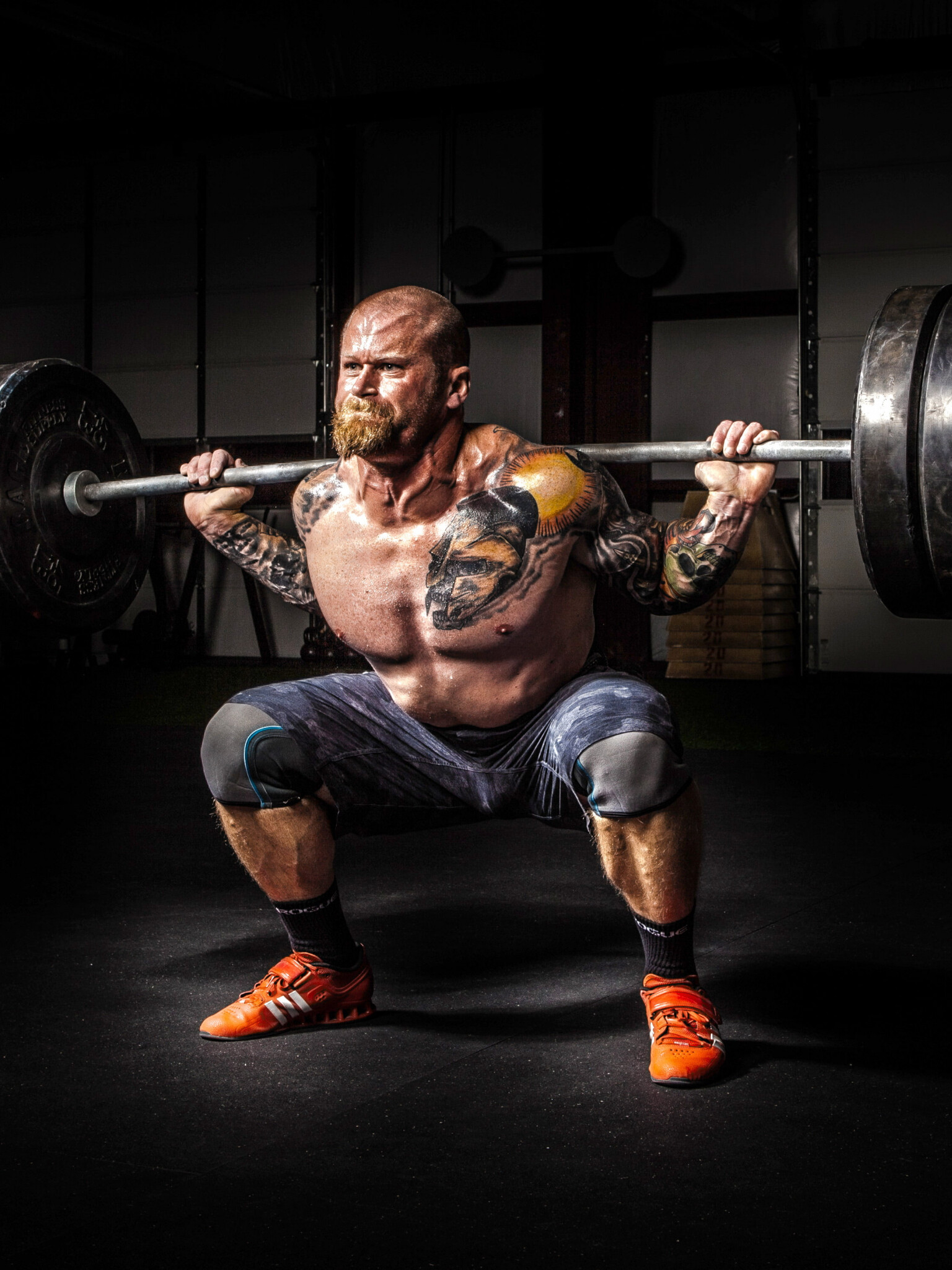Powerlifting: A barbell loaded with weight plate, Strength athletics. 1540x2050 HD Wallpaper.