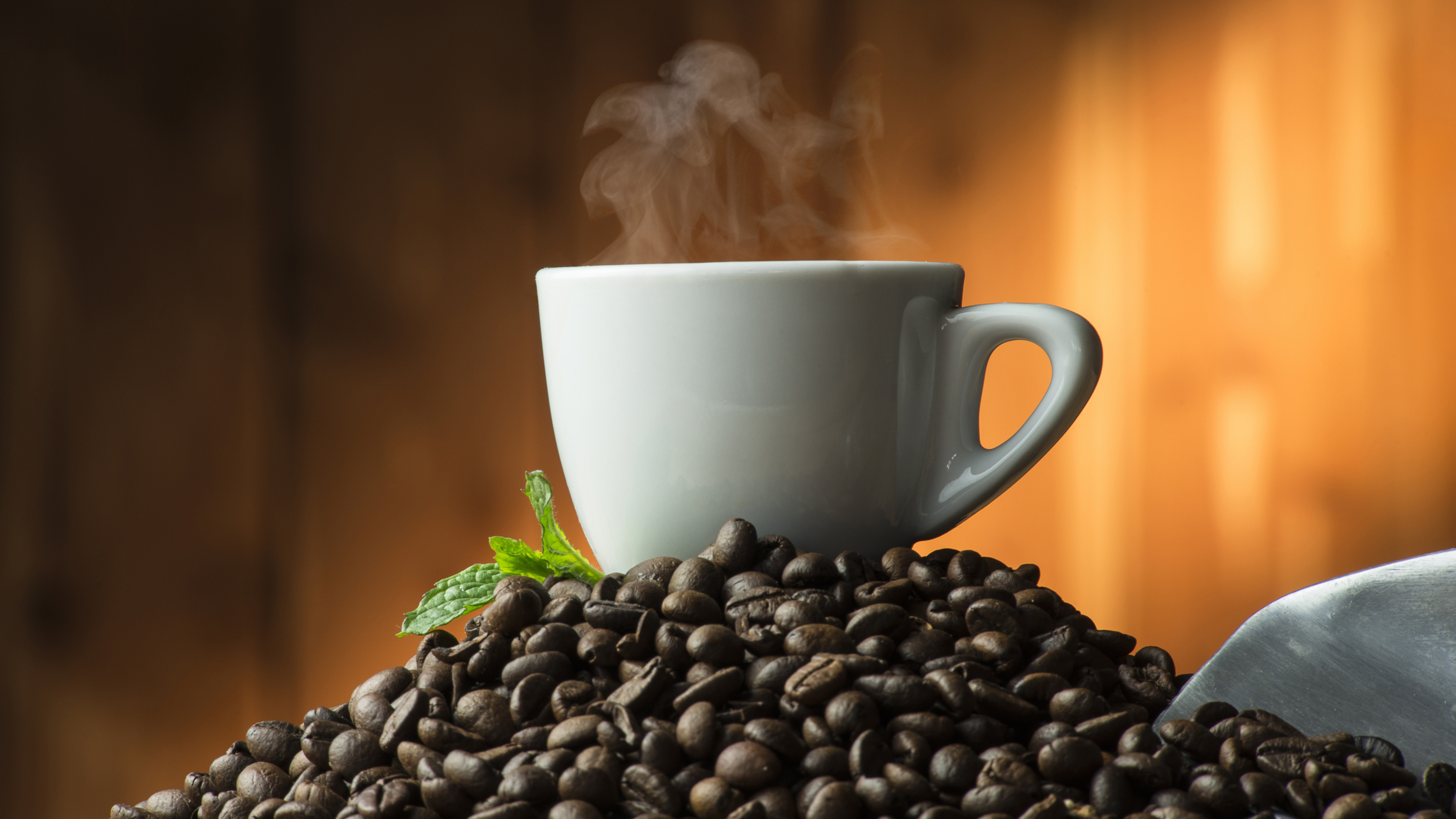 Coffee cup, Smoke, Beans, UHD wallpaper, 3840x2160 4K Desktop