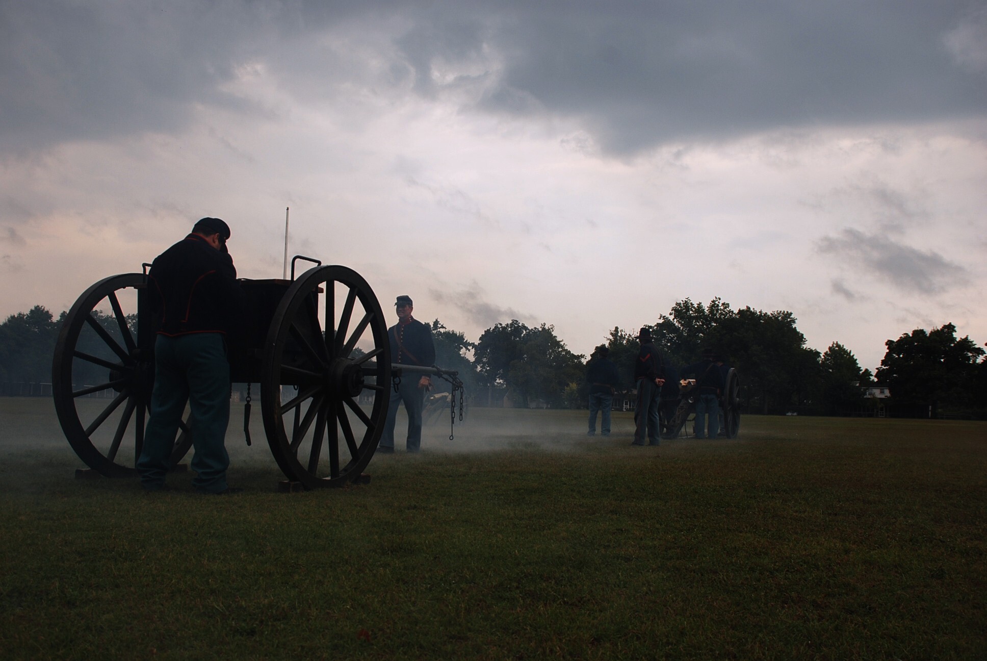 Gettysburg: Reenactors during the Frontier Army Days on Fort Sill, American Civil War infantry troops. 1940x1300 HD Background.