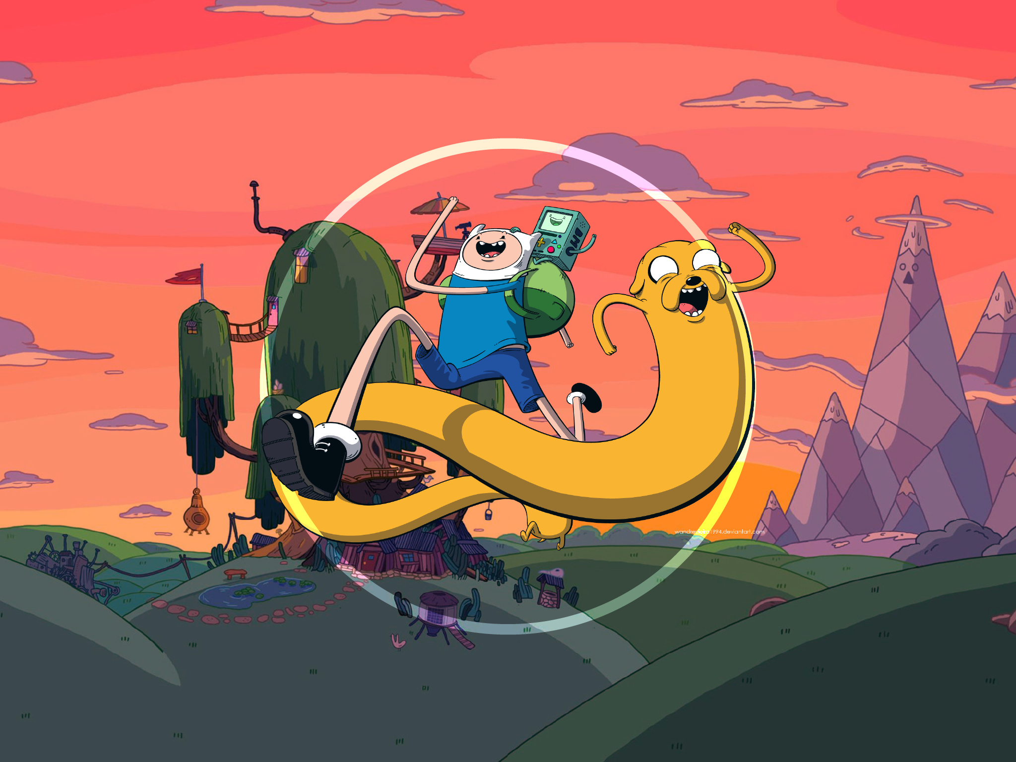 Finn the human, Jake the dog, Adventure Time wallpaper, BMO overlay, 2050x1540 HD Desktop