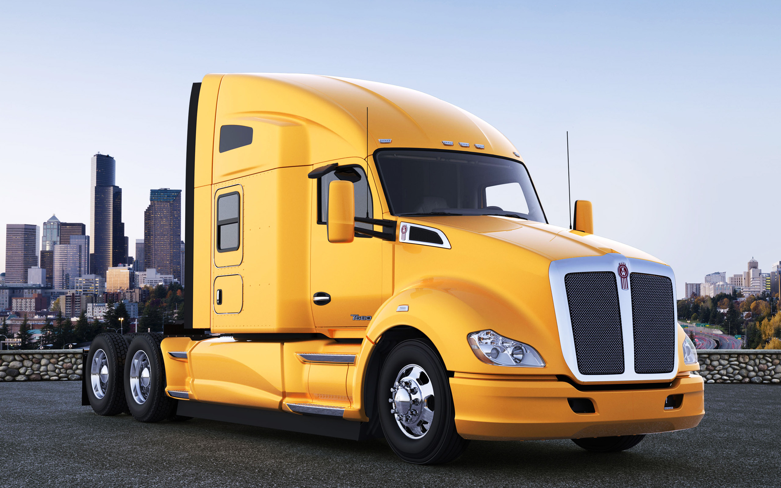 Kenworth T680 truck, American trucks, Yellow cabin, High-quality desktop wallpapers, 2560x1600 HD Desktop
