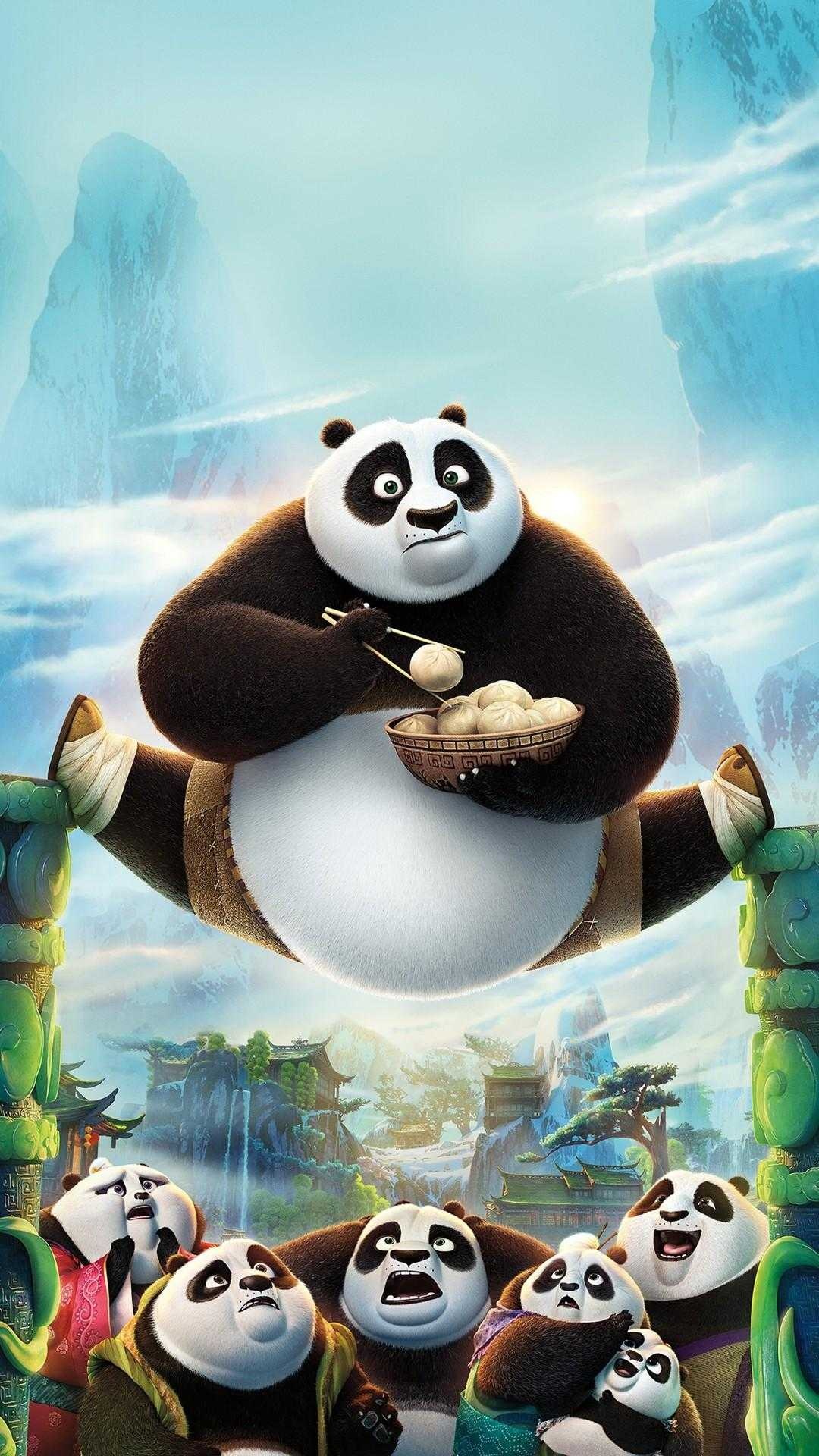 Kung Fu Panda, Artistic wallpaper, Colourful characters, Animated joy, 1080x1920 Full HD Handy