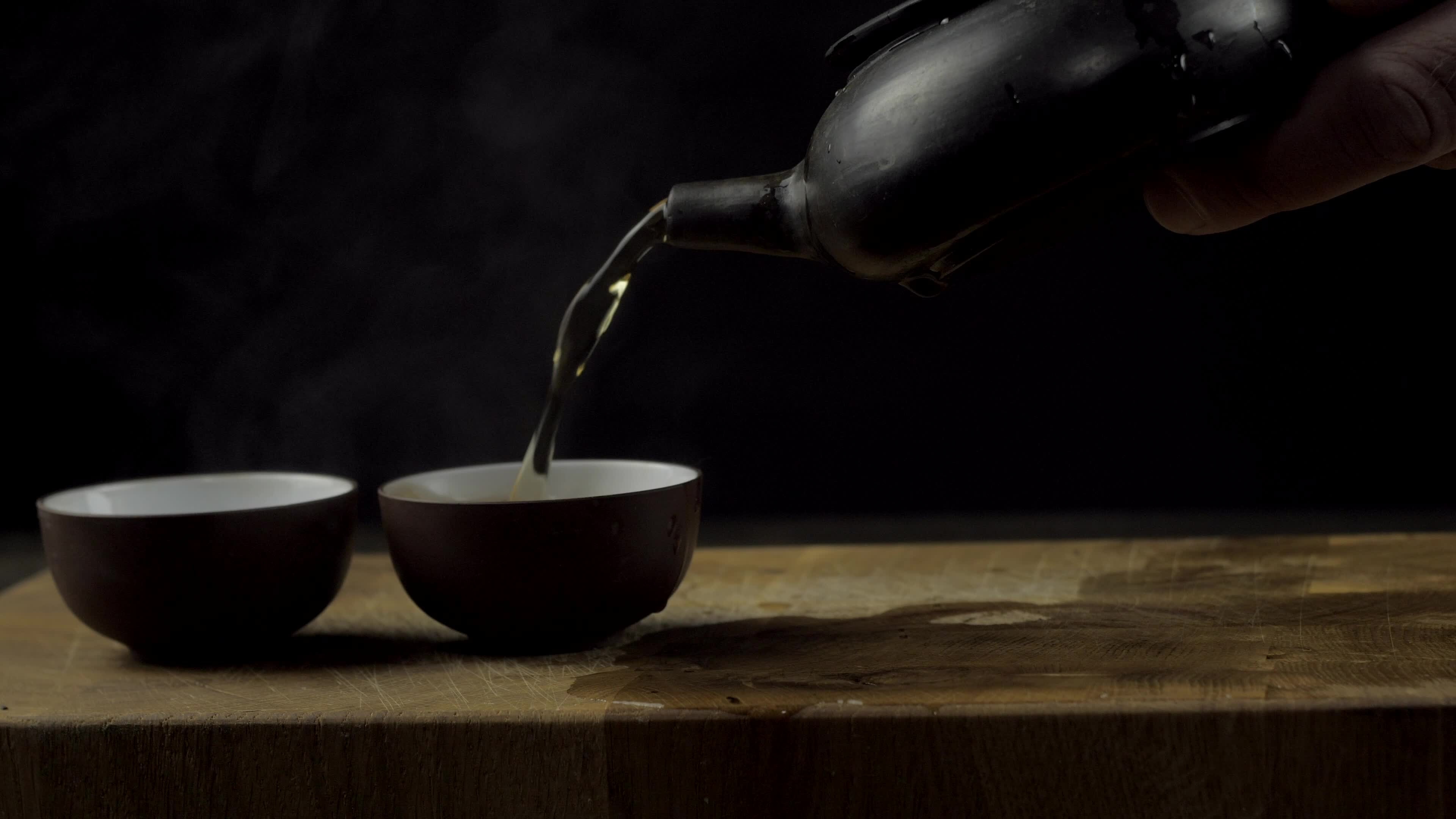 Tea ceremony, Black teapot pour tea, Stock video, Pouring tea, 3840x2160 4K Desktop