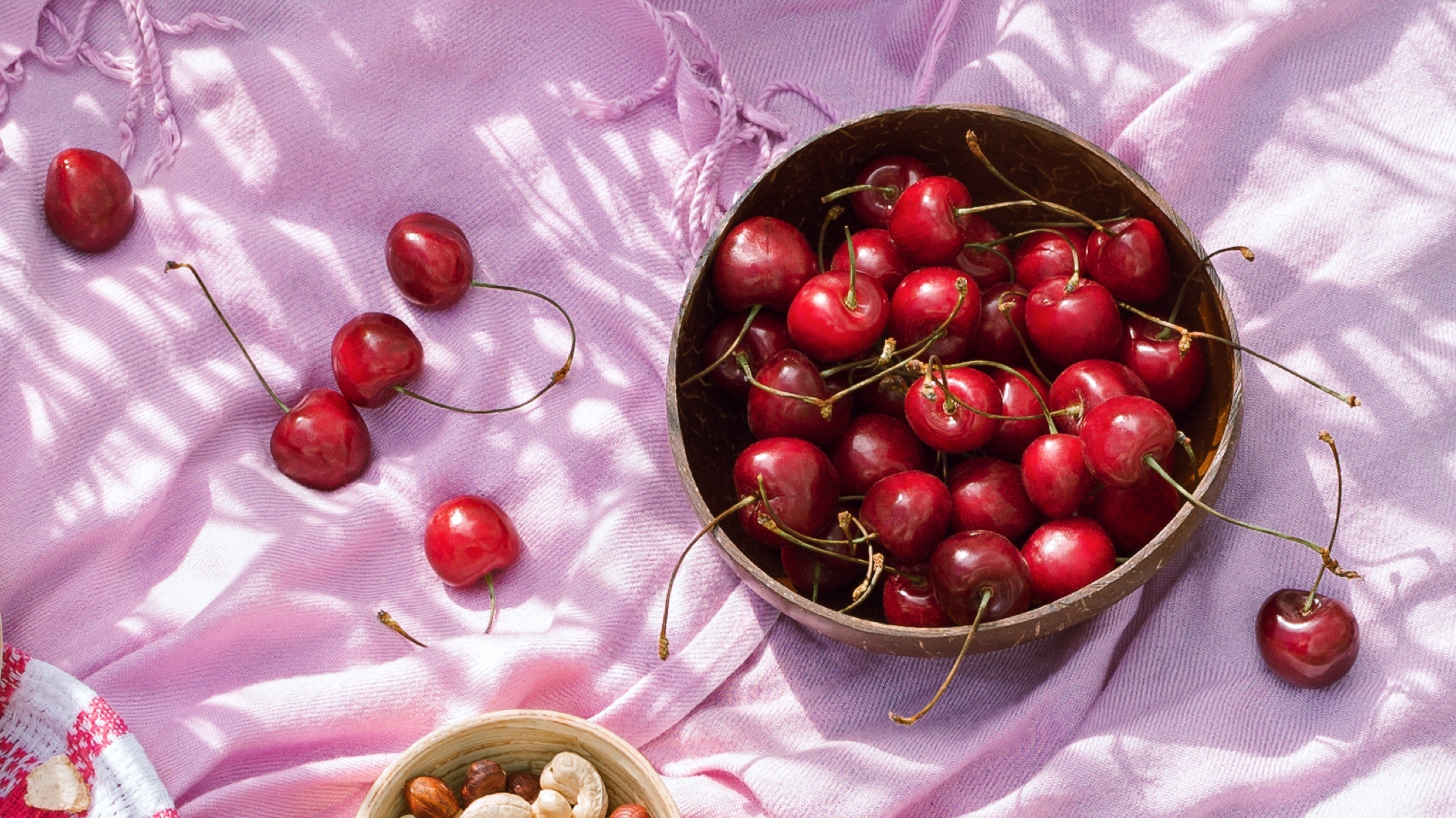 Cherry: Drupe, Have pits or seeds in the middle. 2280x1290 HD Background.