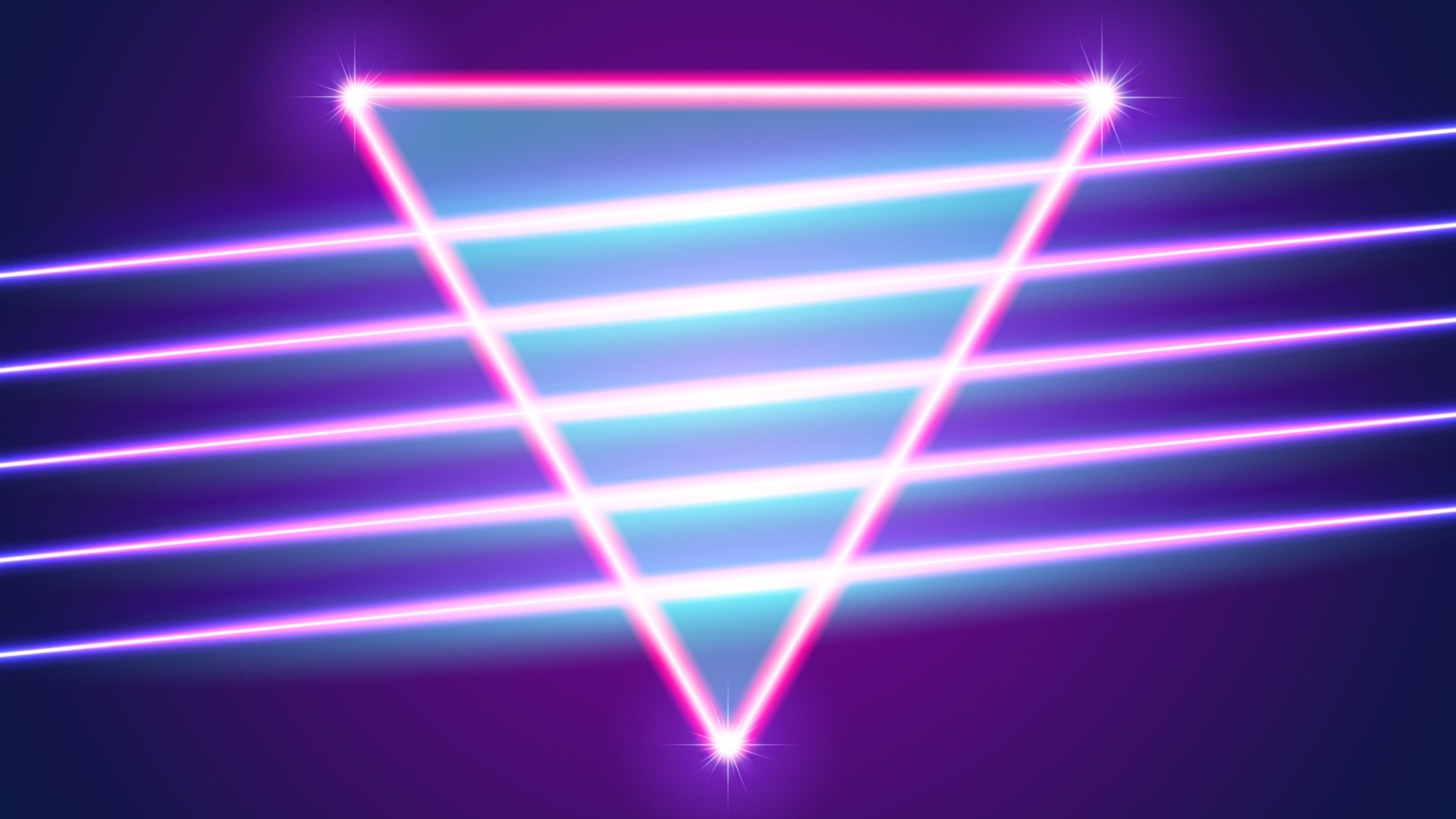 Abstract neon triangles, Geometric patterns, Neon lights, Creative visual compositions, 3840x2160 4K Desktop