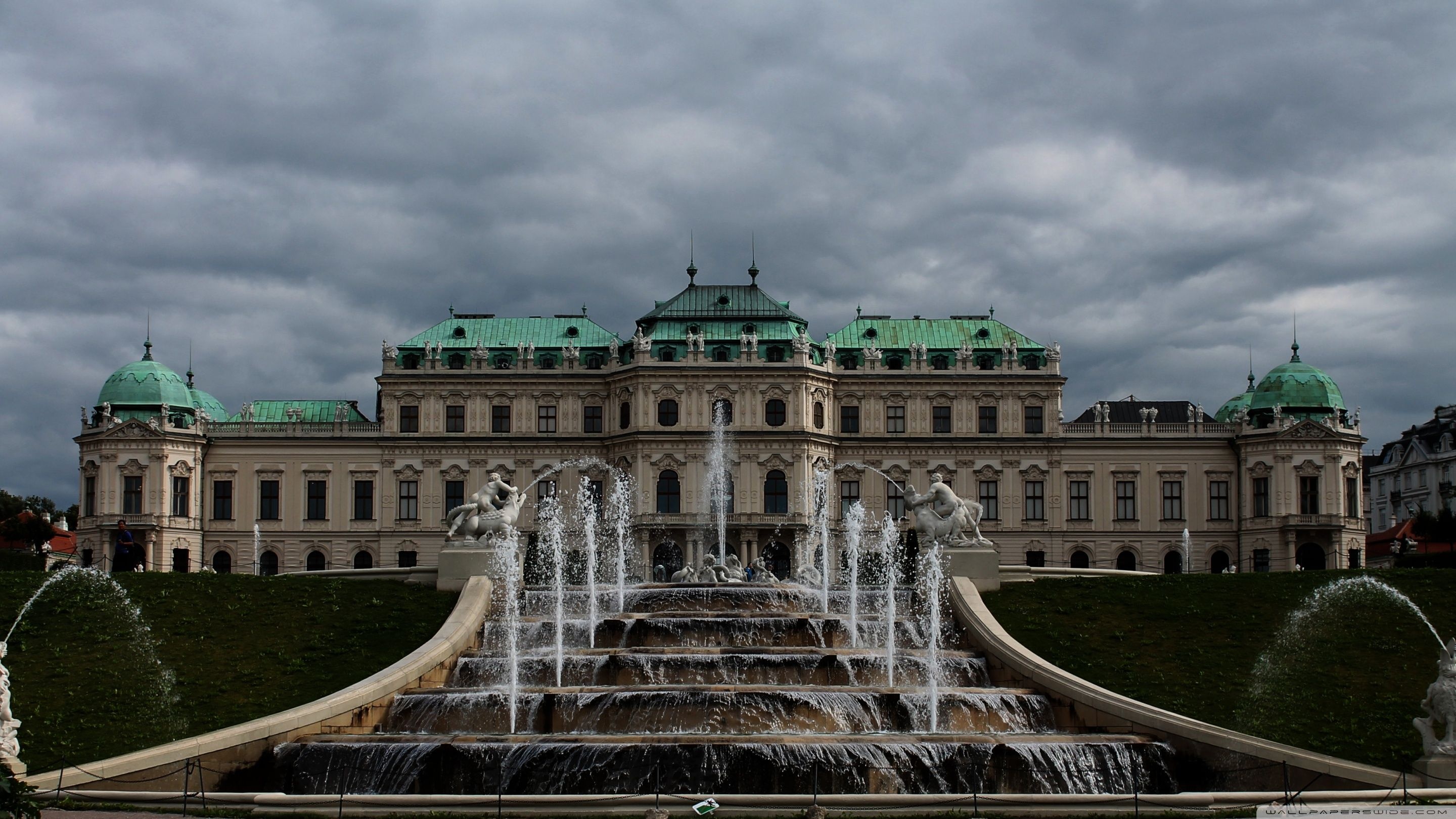 Palace: The Belvedere, A historic building complex consisting of two Baroque palaces, Vienna, Austria. 2880x1620 HD Background.