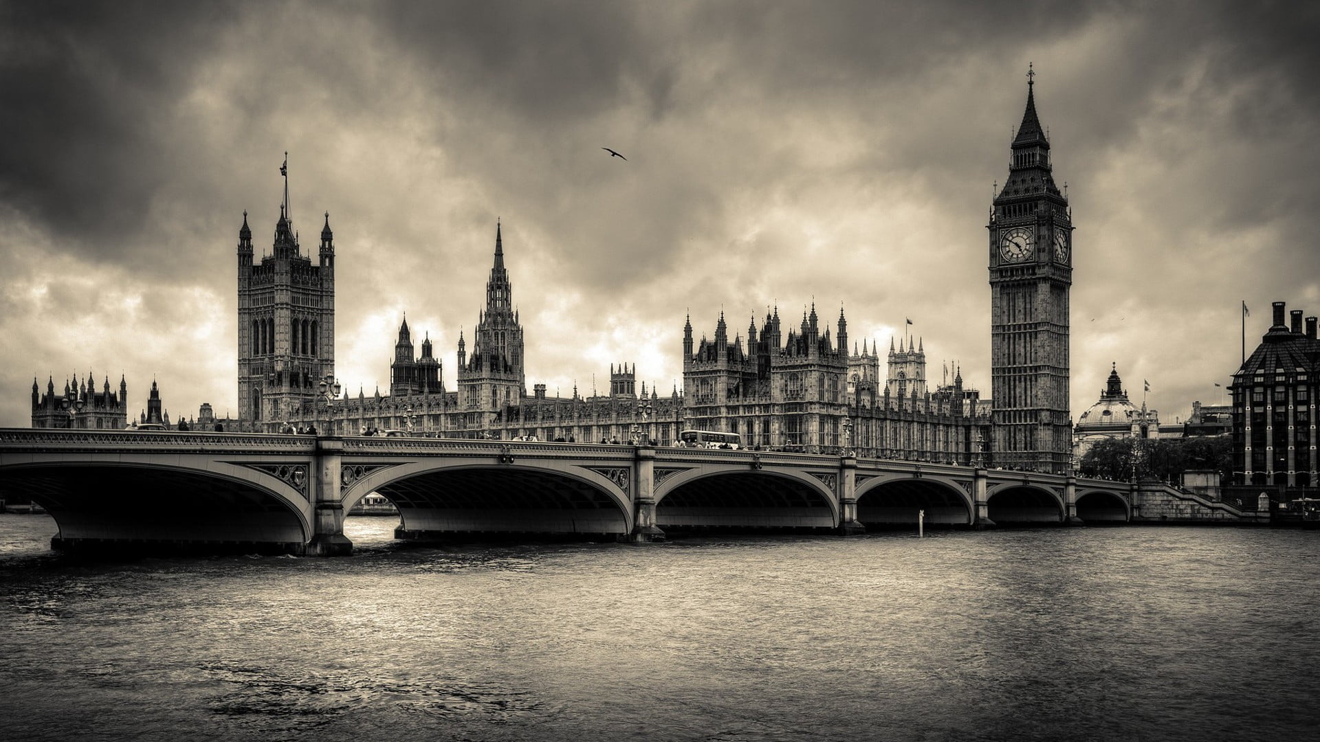 River Thames, Big Ben, London night, HD wallpaper, 1920x1080 Full HD Desktop
