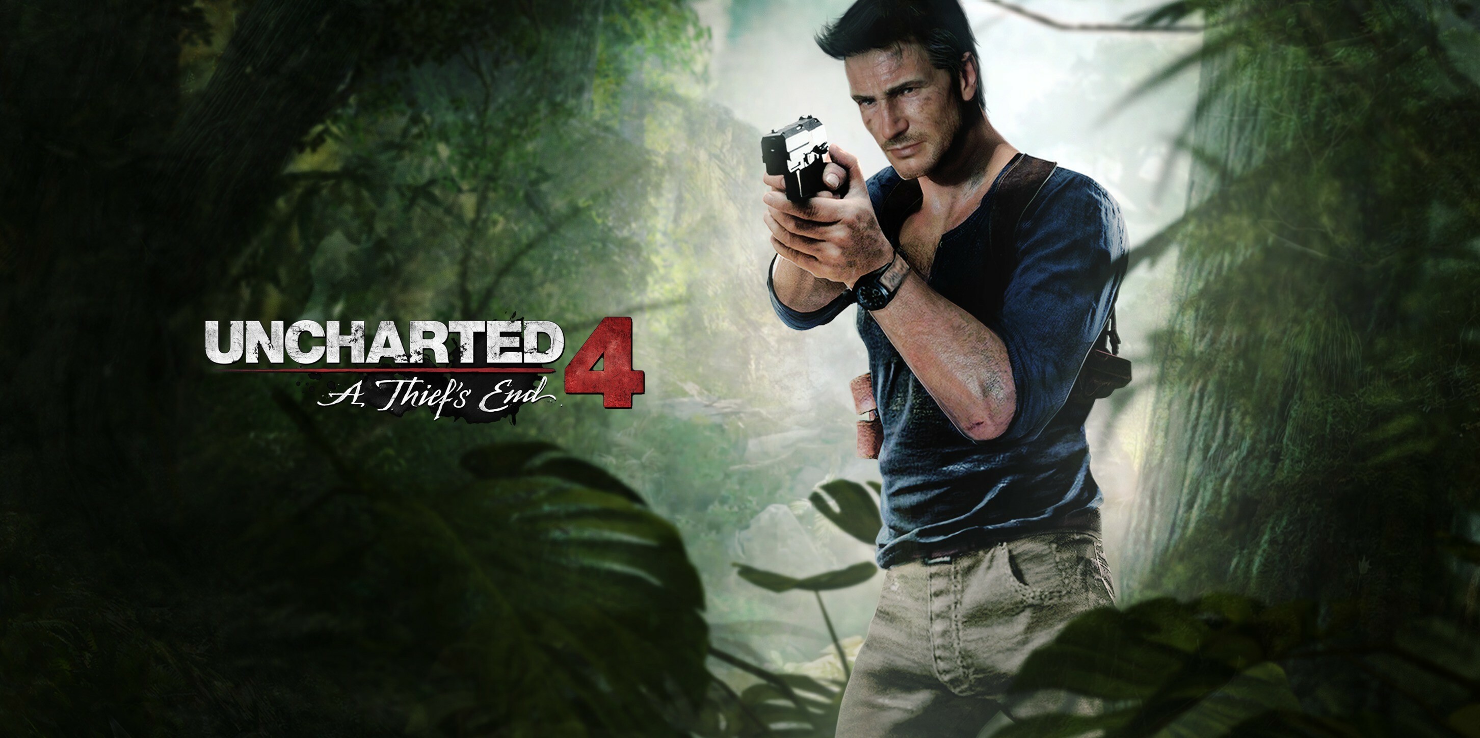 Uncharted: Played from a third-person perspective, and incorporates platformer elements. 2910x1450 Dual Screen Wallpaper.