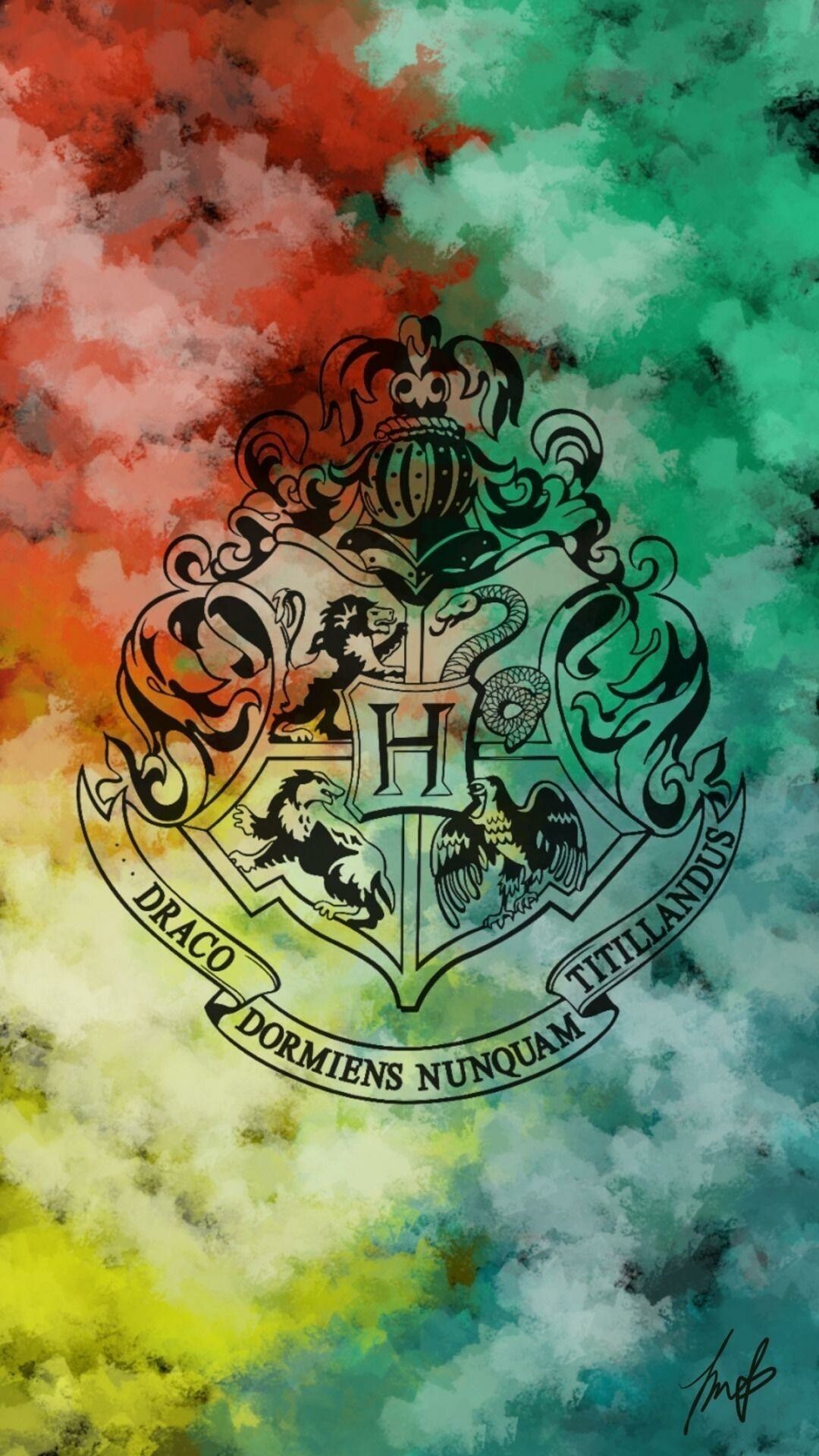 Harry Potter: Hogwarts, A fictional Scottish boarding school of magic, Logo. 1080x1920 Full HD Background.