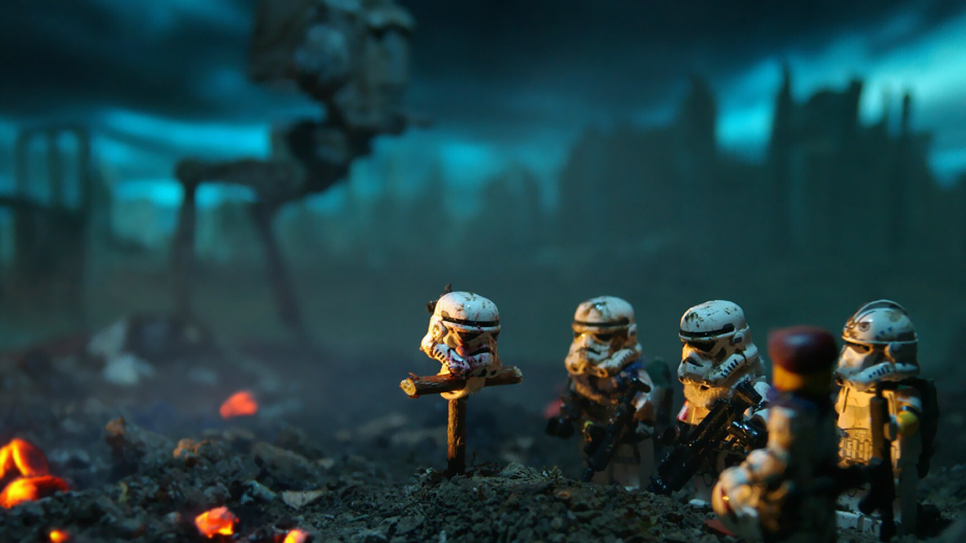 Lego: Stormtroopers, Minifigures were first produced in 1978. 1920x1080 Full HD Background.
