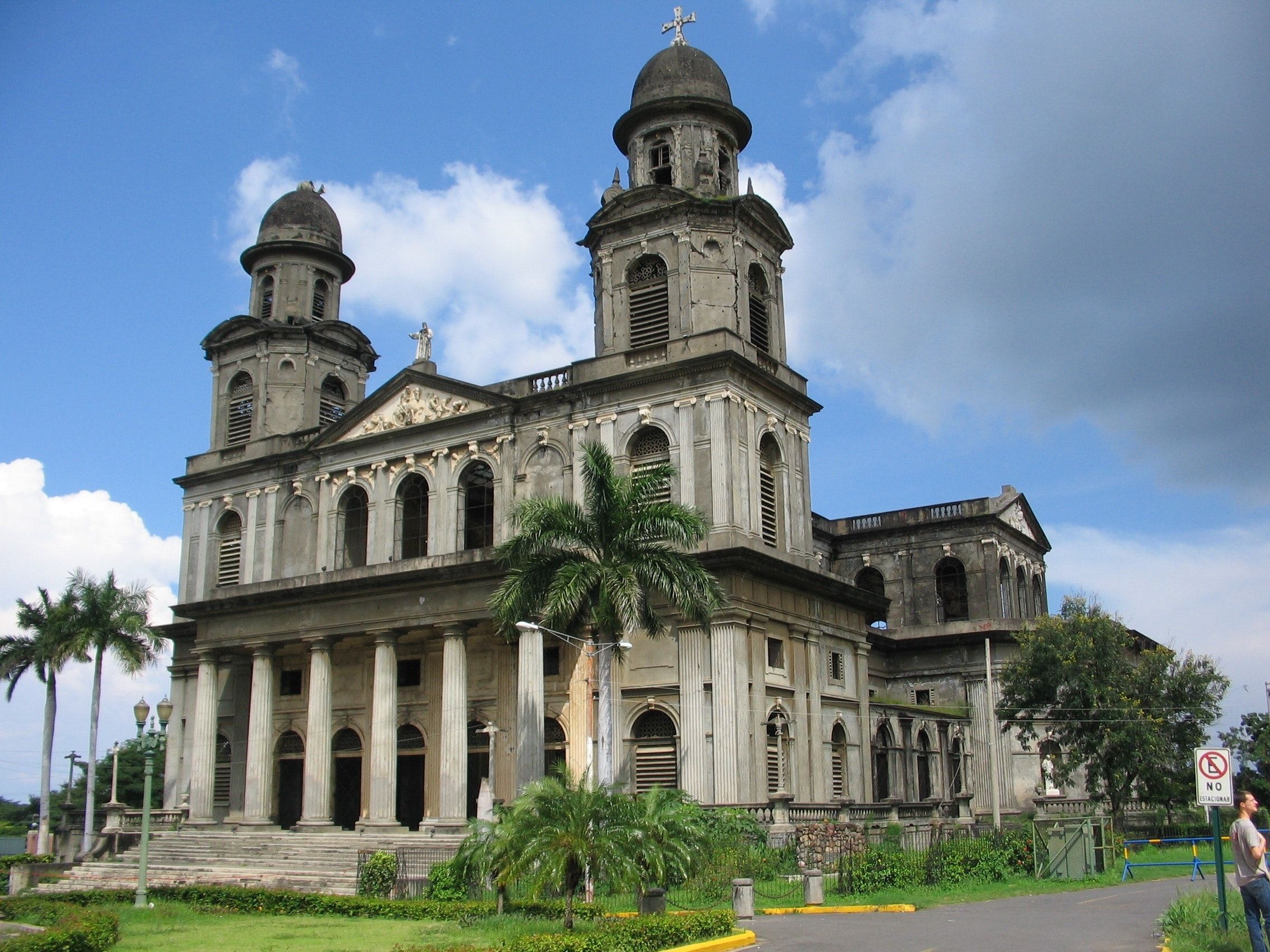 Nicaragua: Managua, Cathedral, Architecture, Facade. 2280x1710 HD Background.