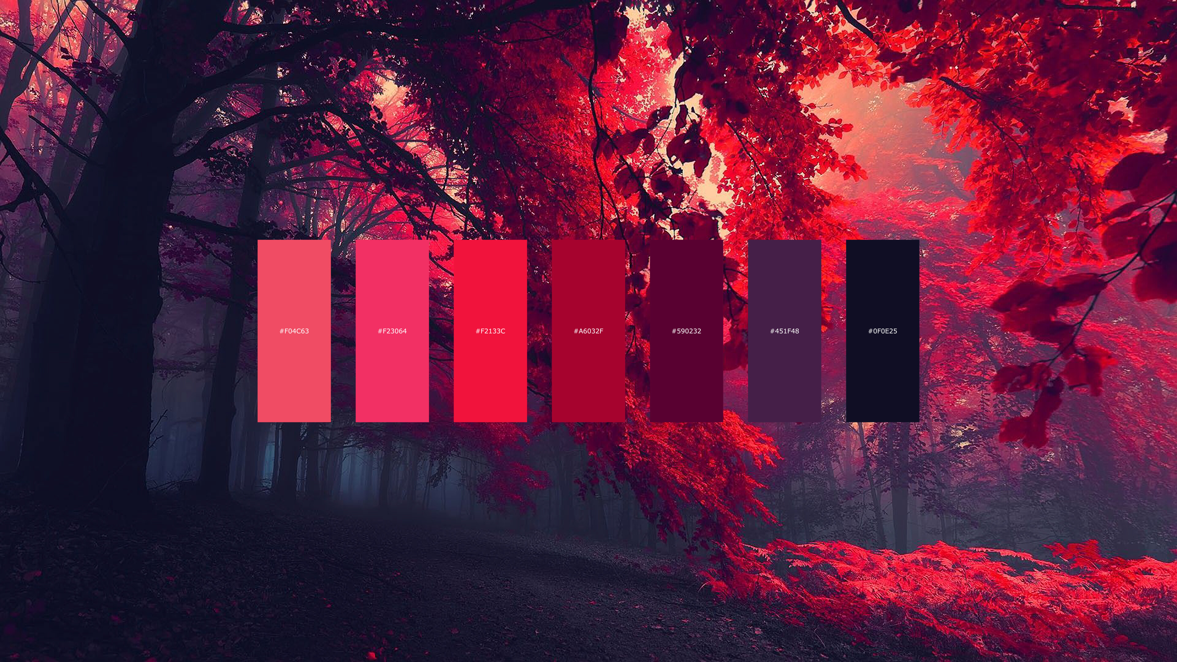 Red forest color palette, Rich hues, RWallpaper, 3840x2160 4K Desktop