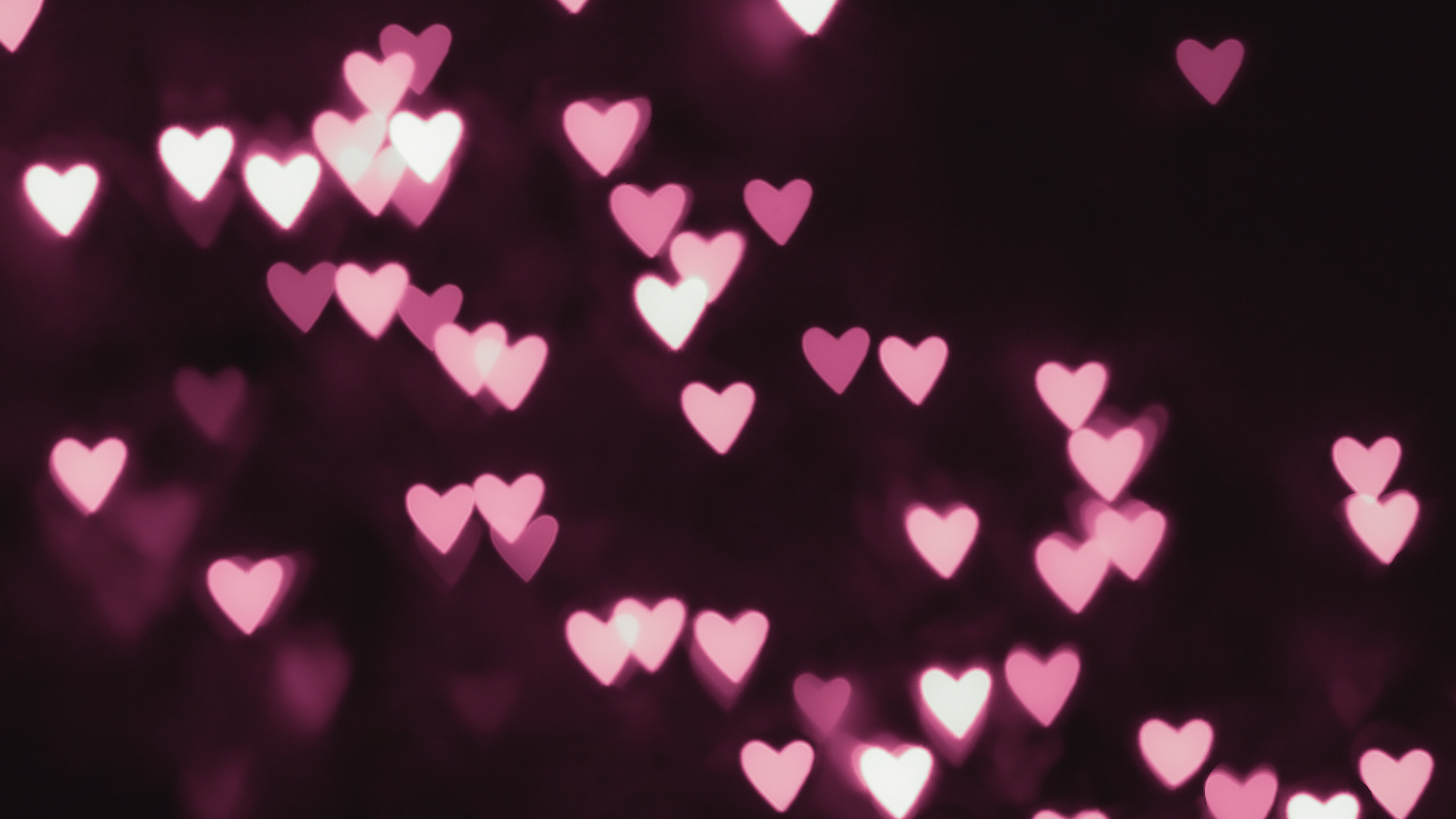 Heart: Pink hearts, Lights, Illumination. 3840x2160 4K Background.