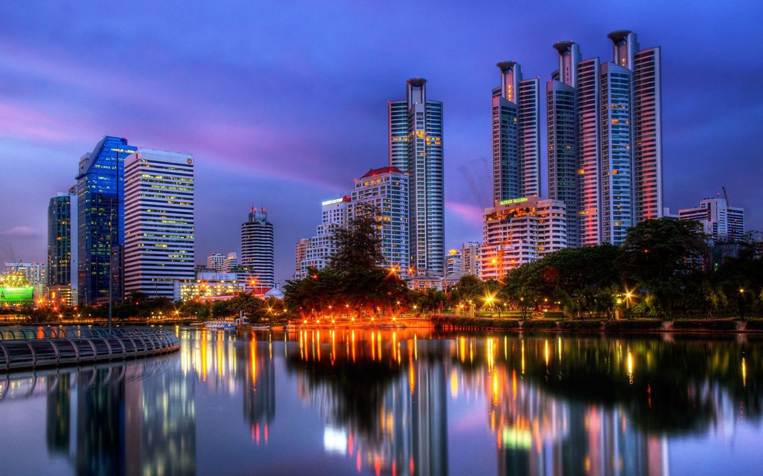 Bangkok Skyline, Night view, Thailand city, Cosmopolitan vibe, 2560x1600 HD Desktop