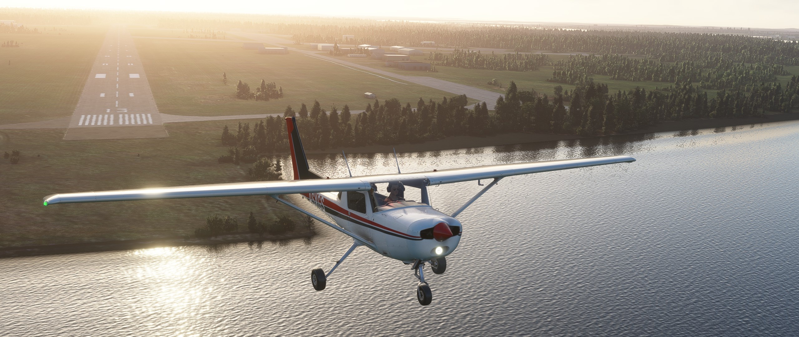 Cessna 172, Travels, Ultra Wide Monitors, MSFS, 2560x1080 Dual Screen Desktop