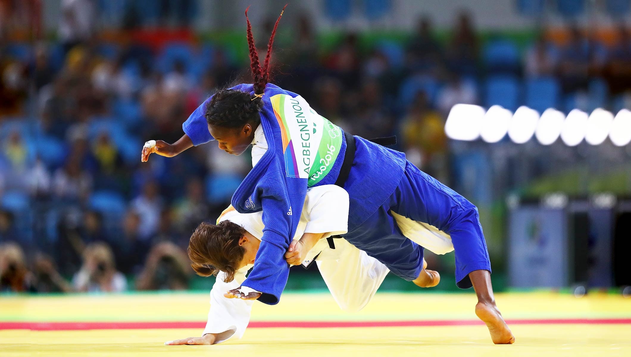 Judo: Clarisse Agbegnenou, A French judoka, The 2020 Summer Olympics gold medalist. 2120x1200 HD Wallpaper.