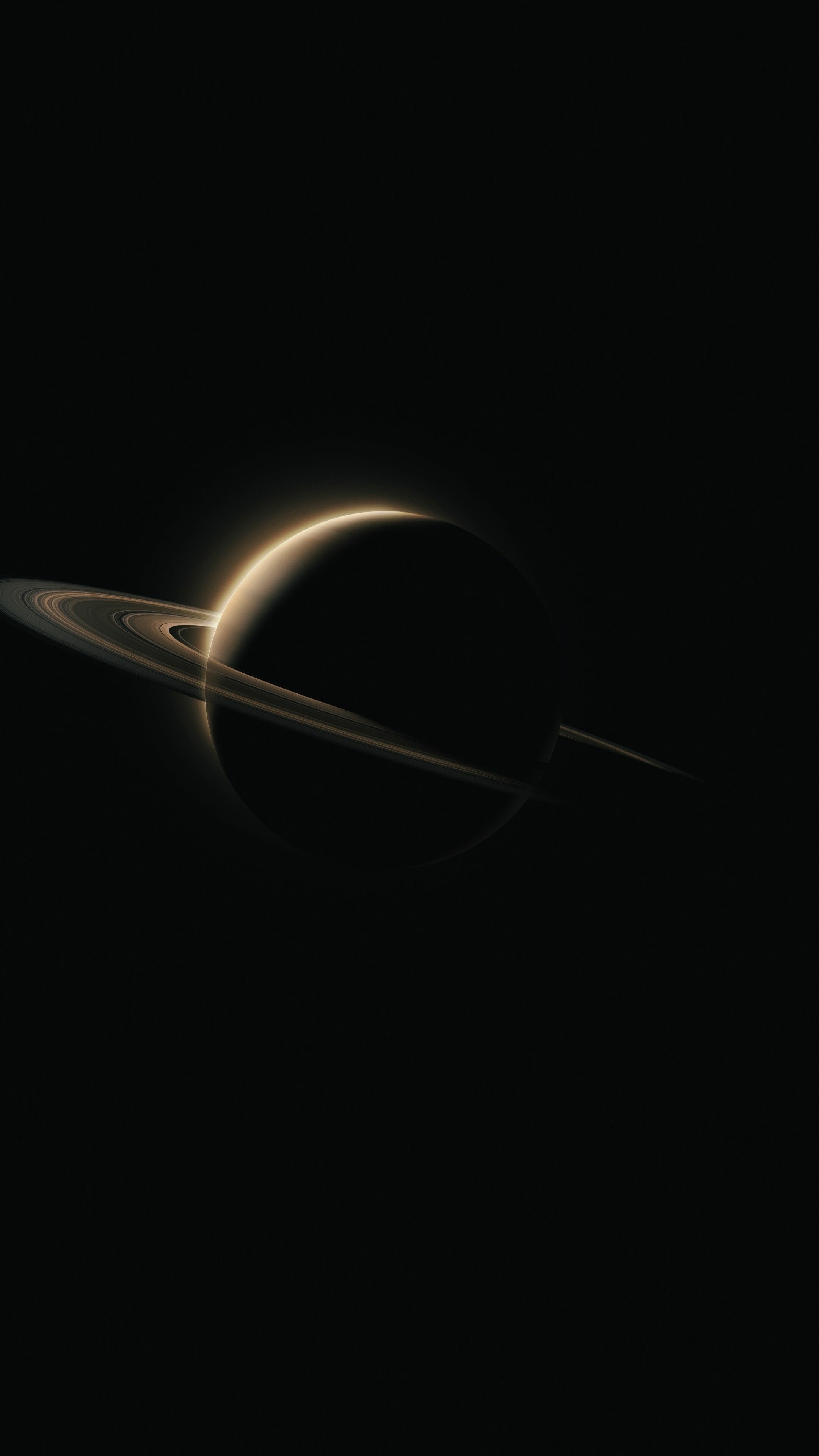 Saturn: Space, The sixth planet from the Sun, Celestial body. 2160x3840 4K Background.