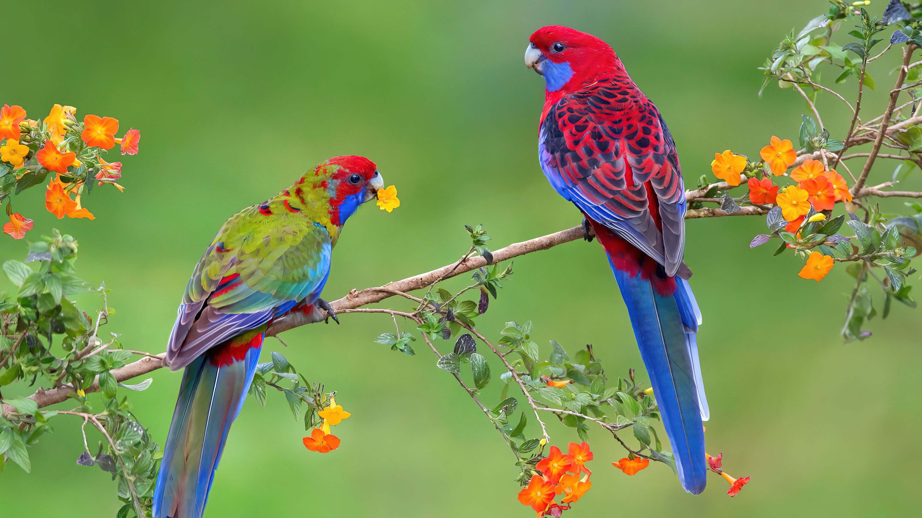 Parrot: Birds of the 398 species in 92 genera comprising the order Psittaciformes. 3840x2160 4K Wallpaper.