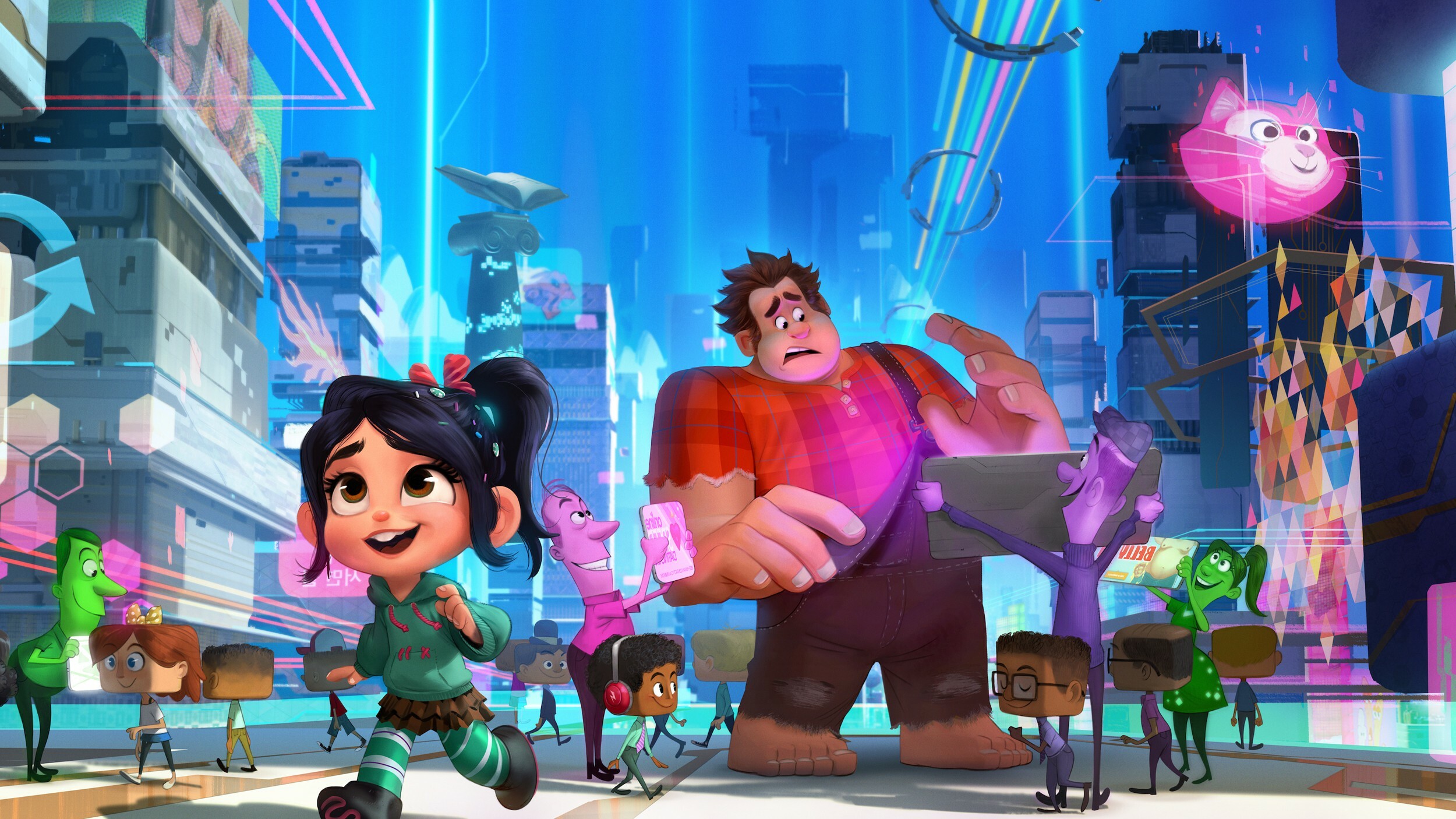 Wreck-It Ralph: The arcade-game character is tired of always being the "bad guy" and losing to his "good guy" opponent, Fix-It Felix. 2500x1410 HD Wallpaper.