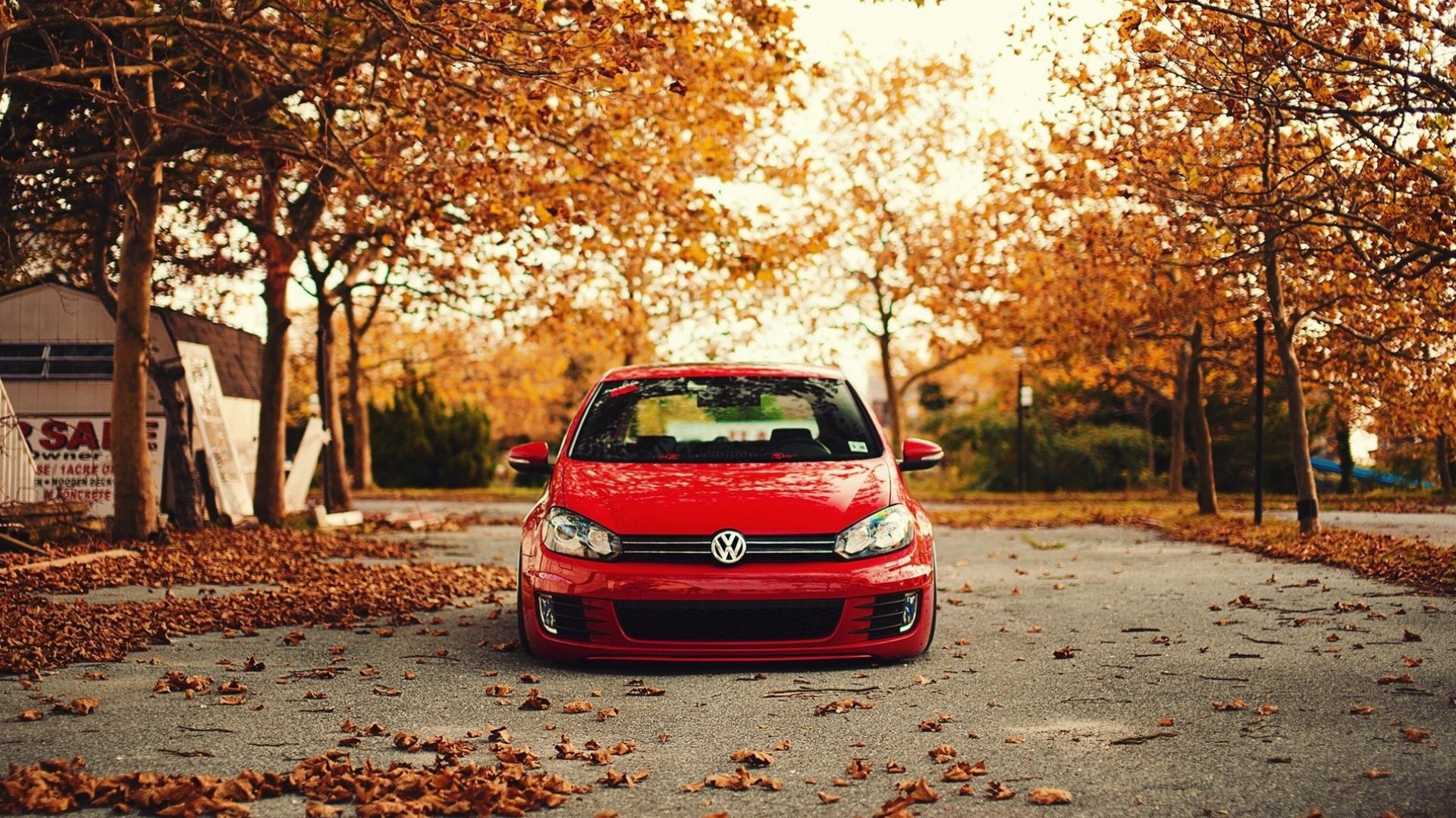Volkswagen Golf, Nature-themed wallpapers, Leaves and trees, Golf R, 1920x1080 Full HD Desktop