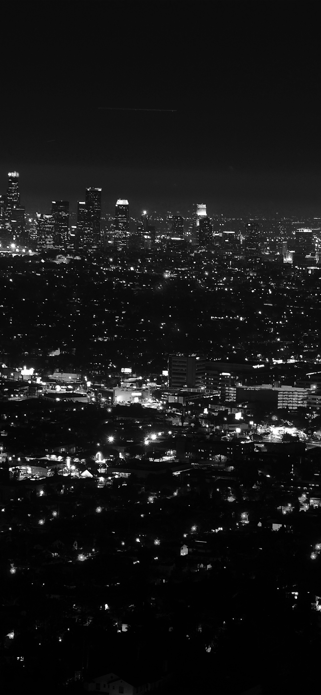 Cityscape at night, Urban illumination, Grayscale masterpiece, iPhone X dimension, Metropolitan vibe, 1130x2440 HD Phone