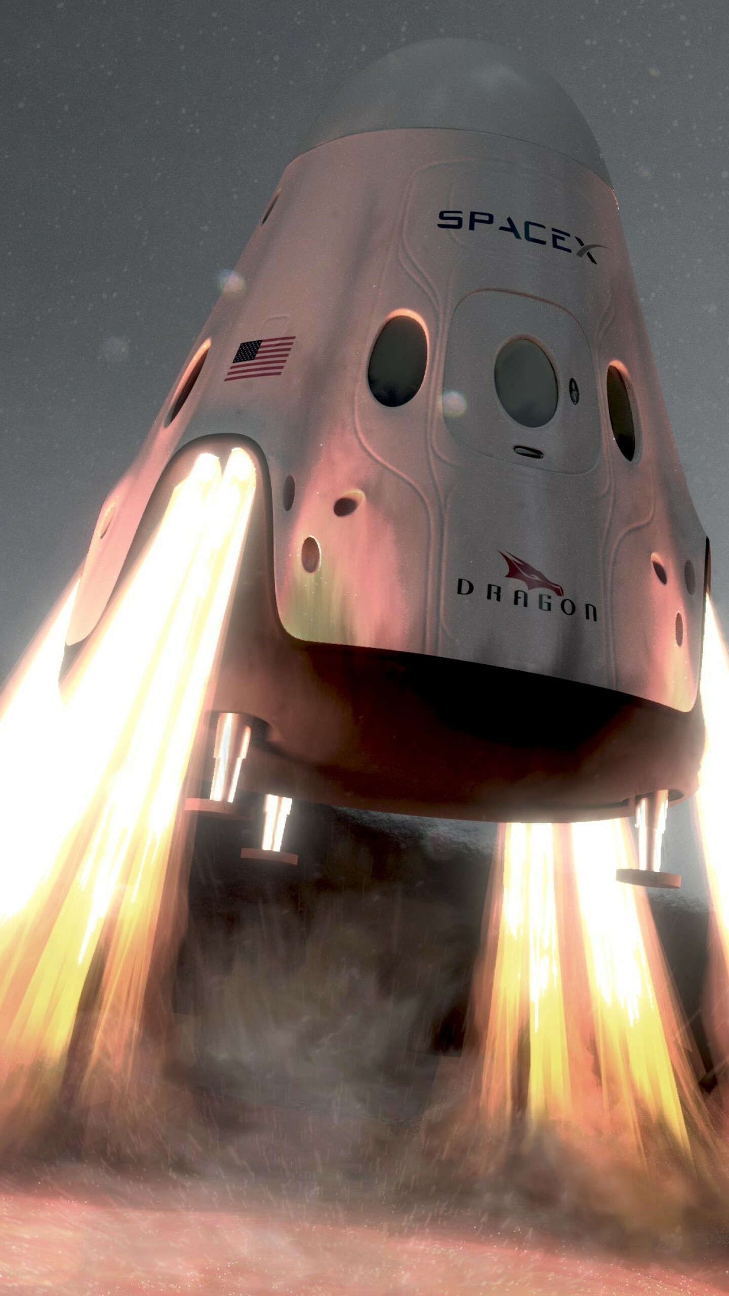 SpaceX: Red Dragon's mission – to test techniques and technology to enter the Martian atmosphere. 1440x2560 HD Wallpaper.