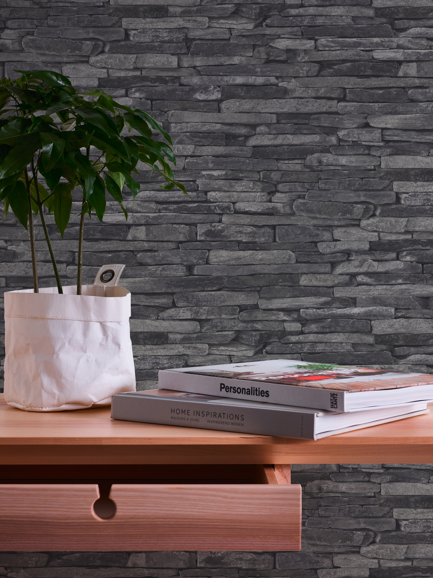 Stone Tile wallpaper, Nature-inspired pattern, Matt Gray, Black, 1500x2000 HD Phone