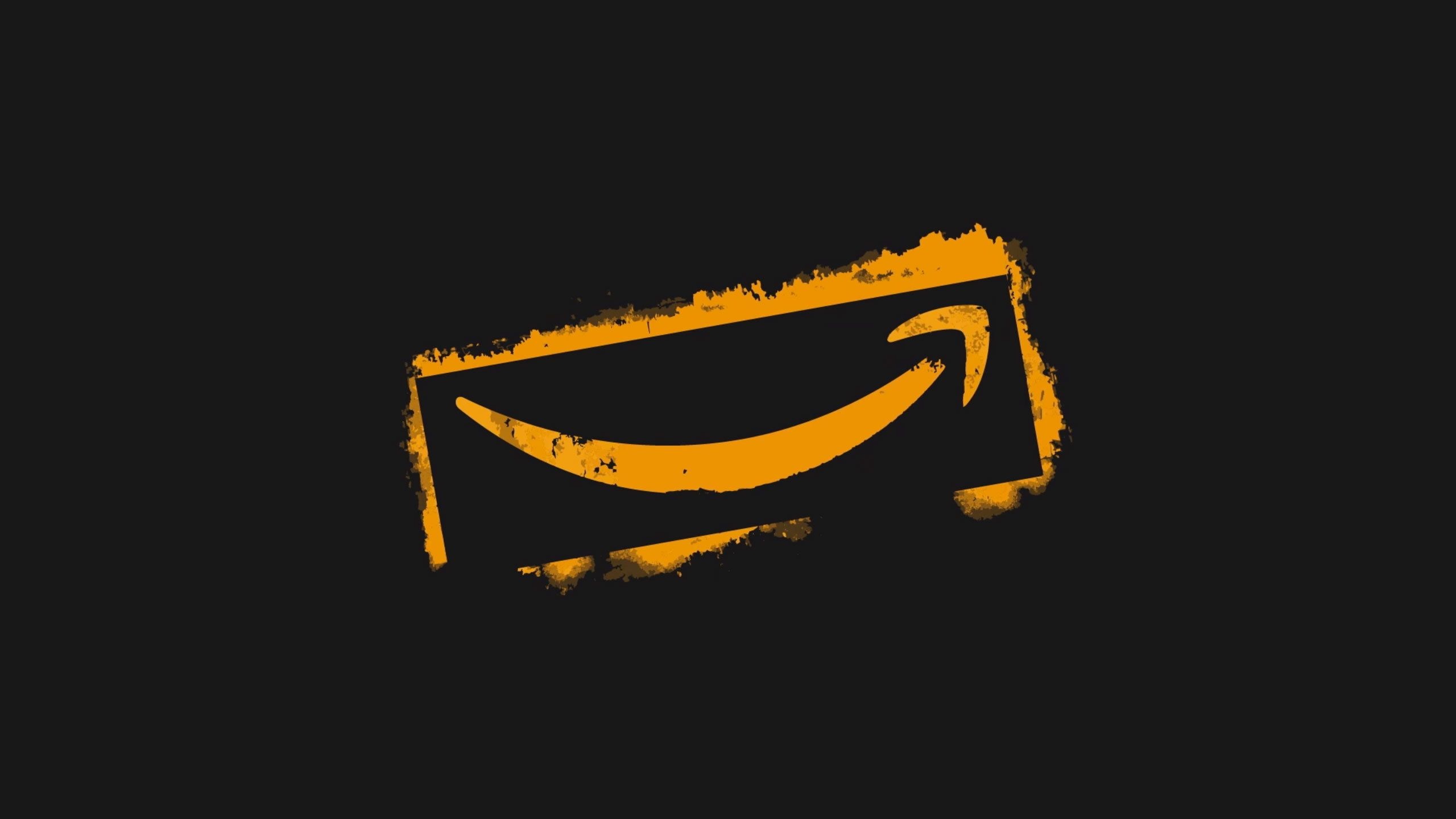 Amazon: Minimalism, Logo, Black and yellow, Digital distribution, Online-supermarket. 2560x1450 HD Wallpaper.