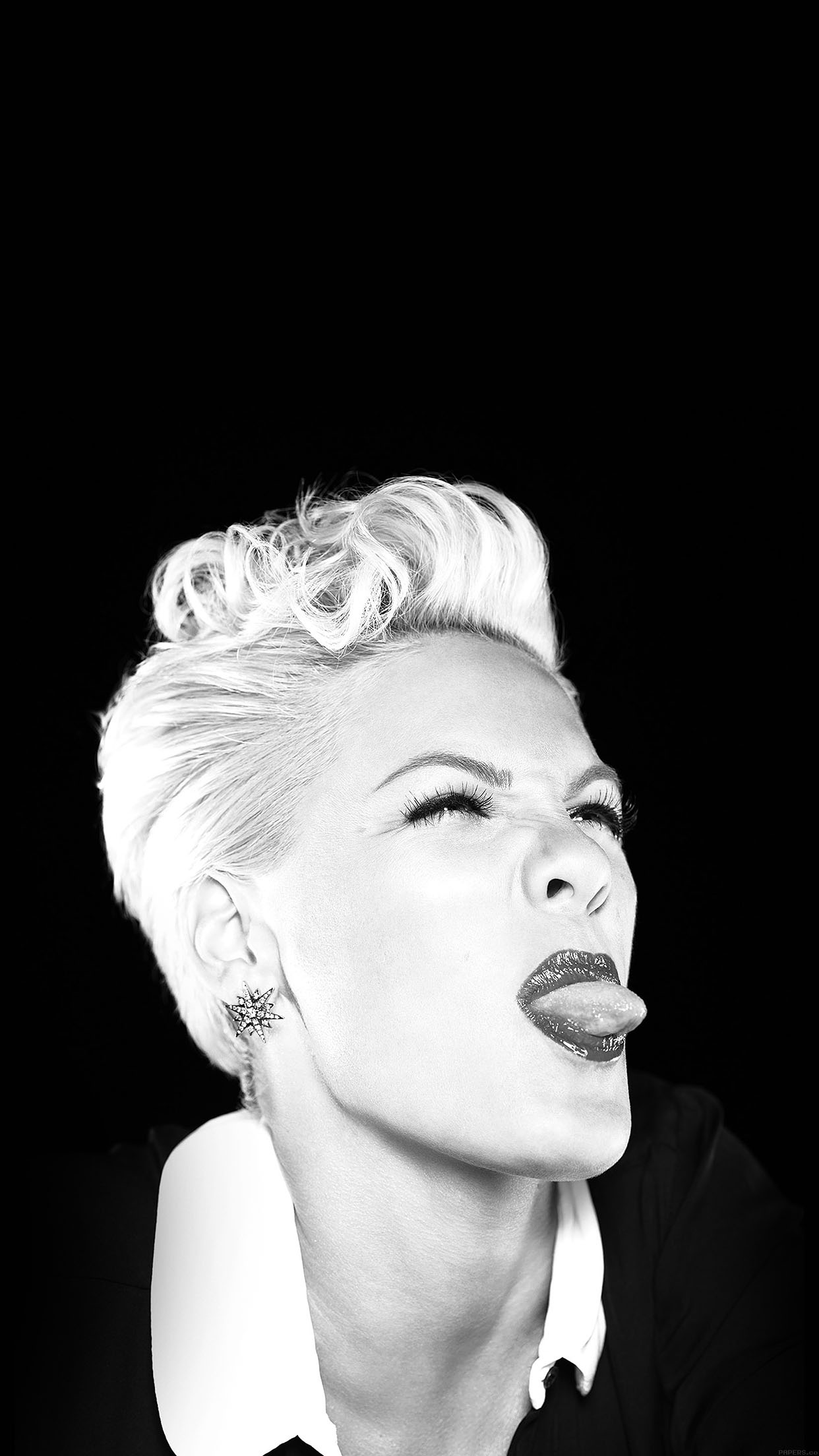 | iPhone11 wallpaper | ha38-pink-funny-music-girl-face 1250x2210