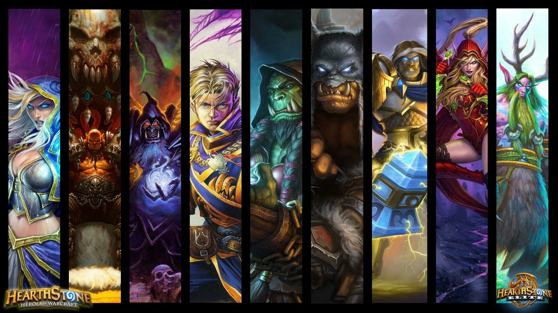 Hearthstone: Set within the Warcraft universe, with its characters, spells, and locations drawing mostly from existing lore, Video game. 1920x1080 Full HD Background.