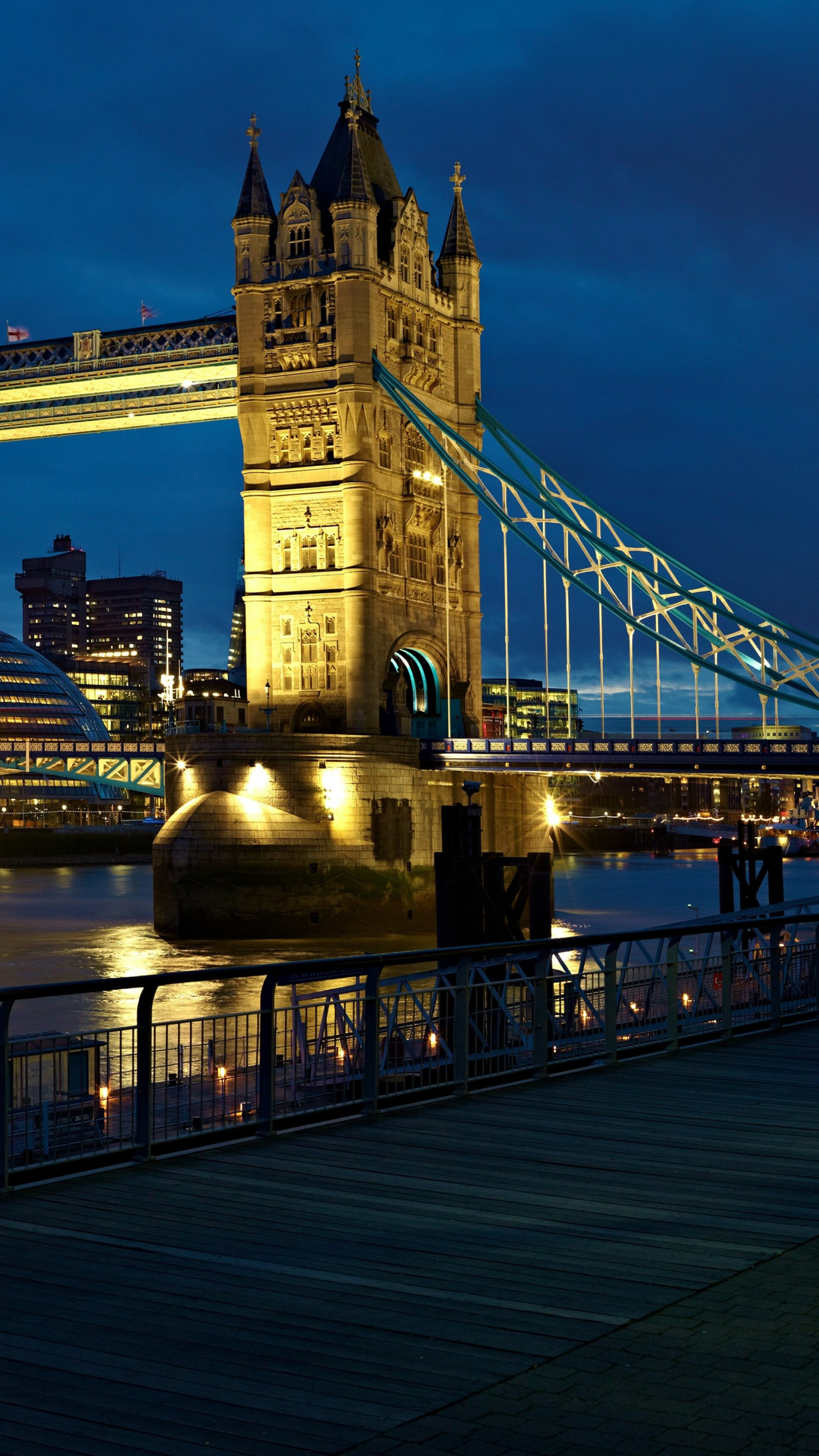 Tower Bridge: It crosses the River Thames close to the Tower of London. 2160x3840 4K Wallpaper.