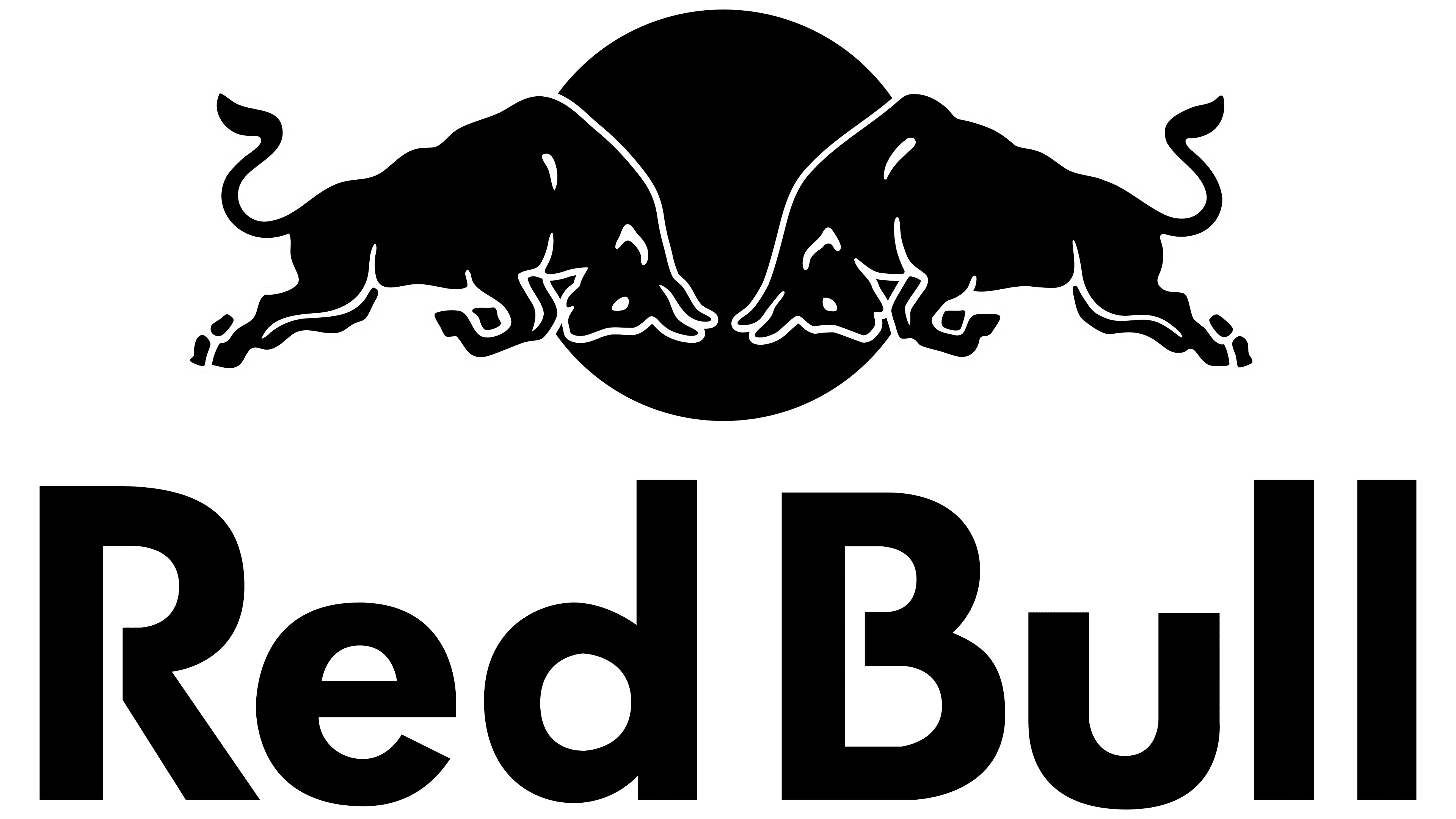 Red Bull Logo: The most popular energy drink brand in 2019, Black and white. 3840x2160 4K Wallpaper.