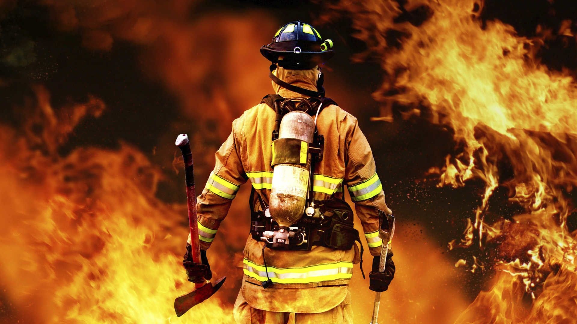 Firefighter, Brave heroes, Fire emergency, Risky situations, 1920x1080 Full HD Desktop