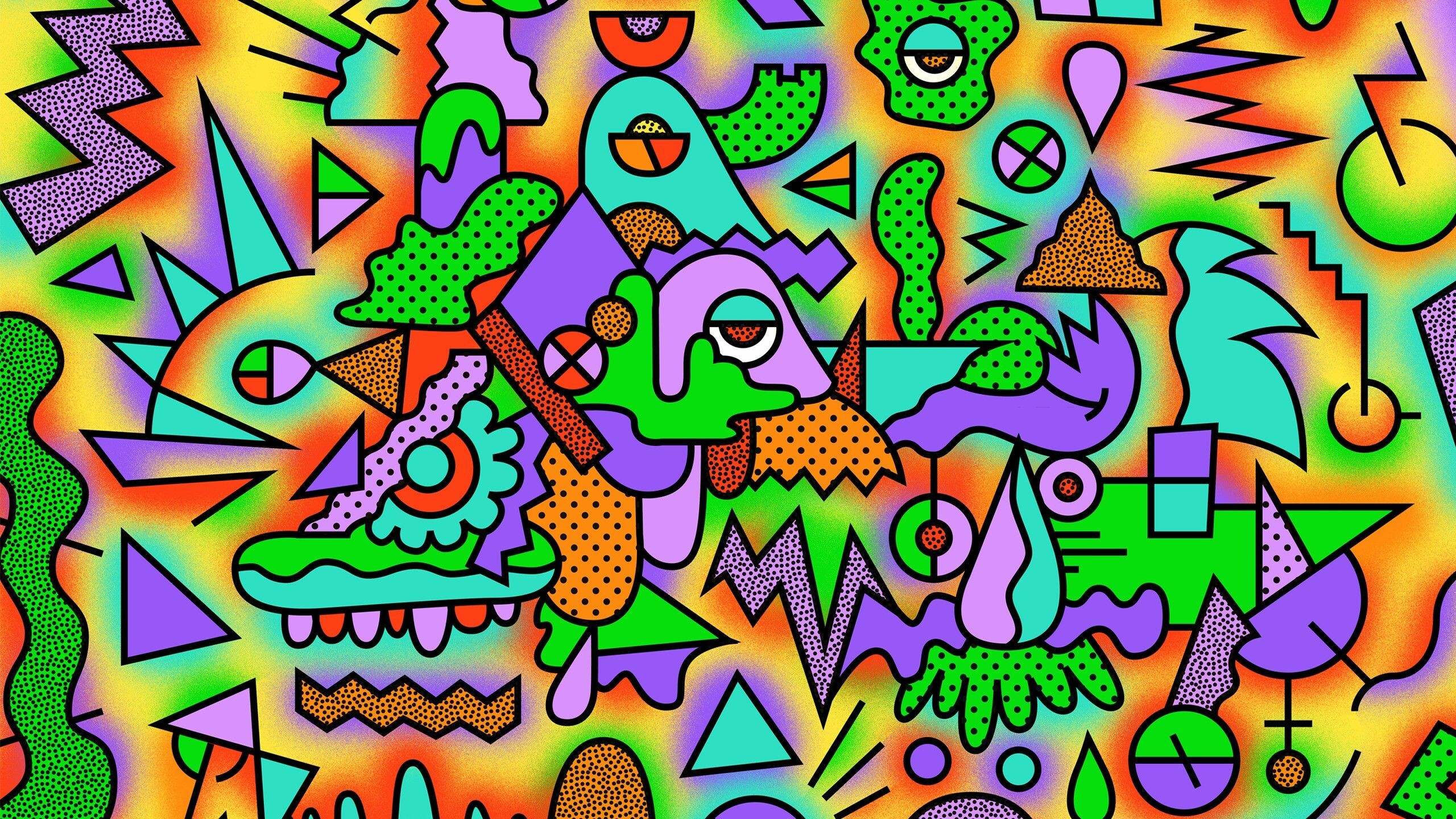 Pop Art: Abstract pattern, Colorfulness. 2560x1440 HD Background.
